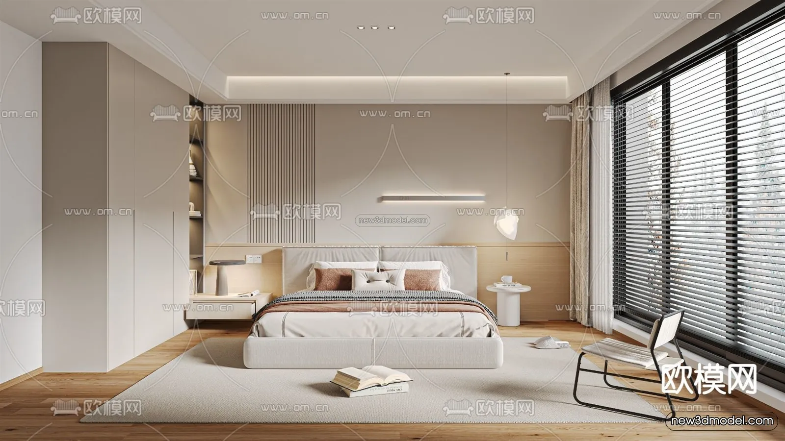 Modern Style Interior 3D Blocks and 3D Models – Bedroom 3D Scene – 450 – CORONA