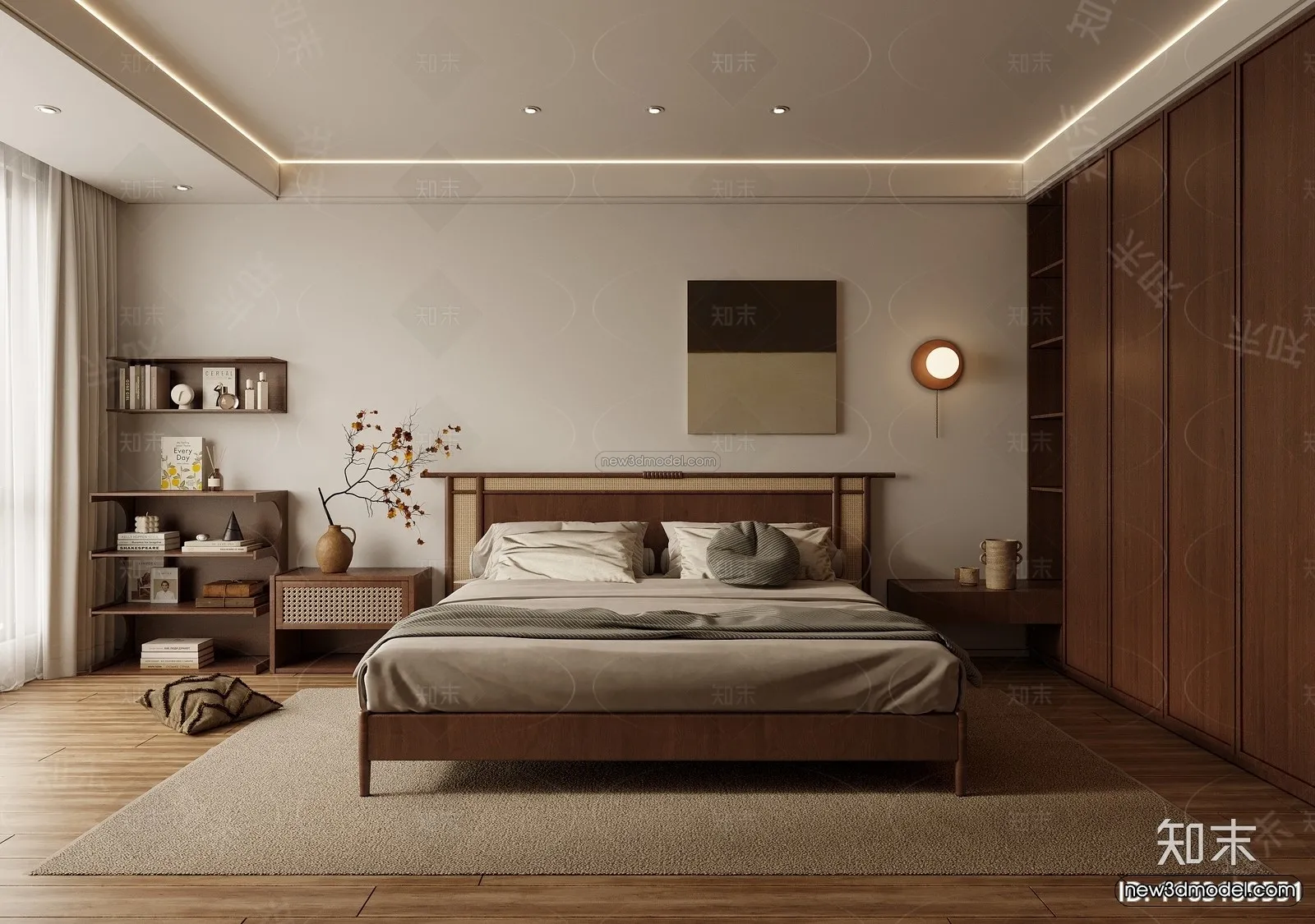 Modern Style Interior 3D Blocks and 3D Models – Bedroom 3D Scene – 454 – CORONA