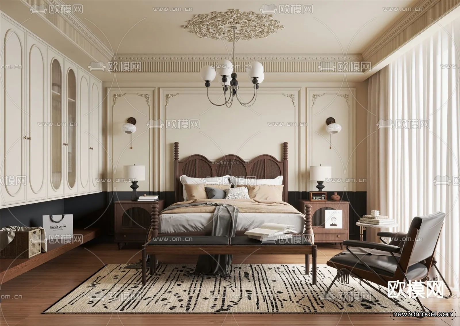 Modern Style Interior 3D Blocks and 3D Models – Bedroom 3D Scene – 456 – CORONA