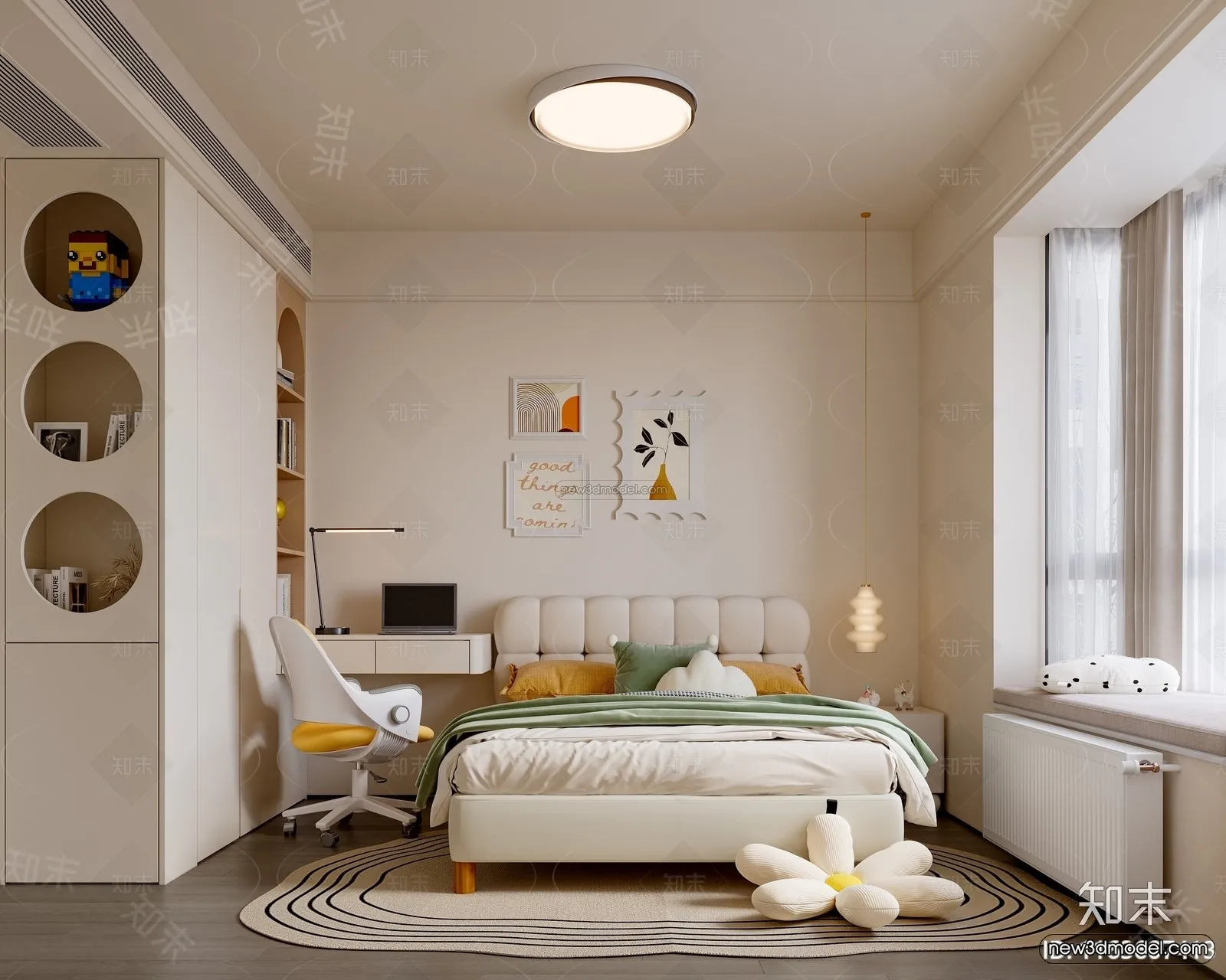 Modern Style Interior 3D Blocks and 3D Models – Bedroom 3D Scene – 458 – CORONA