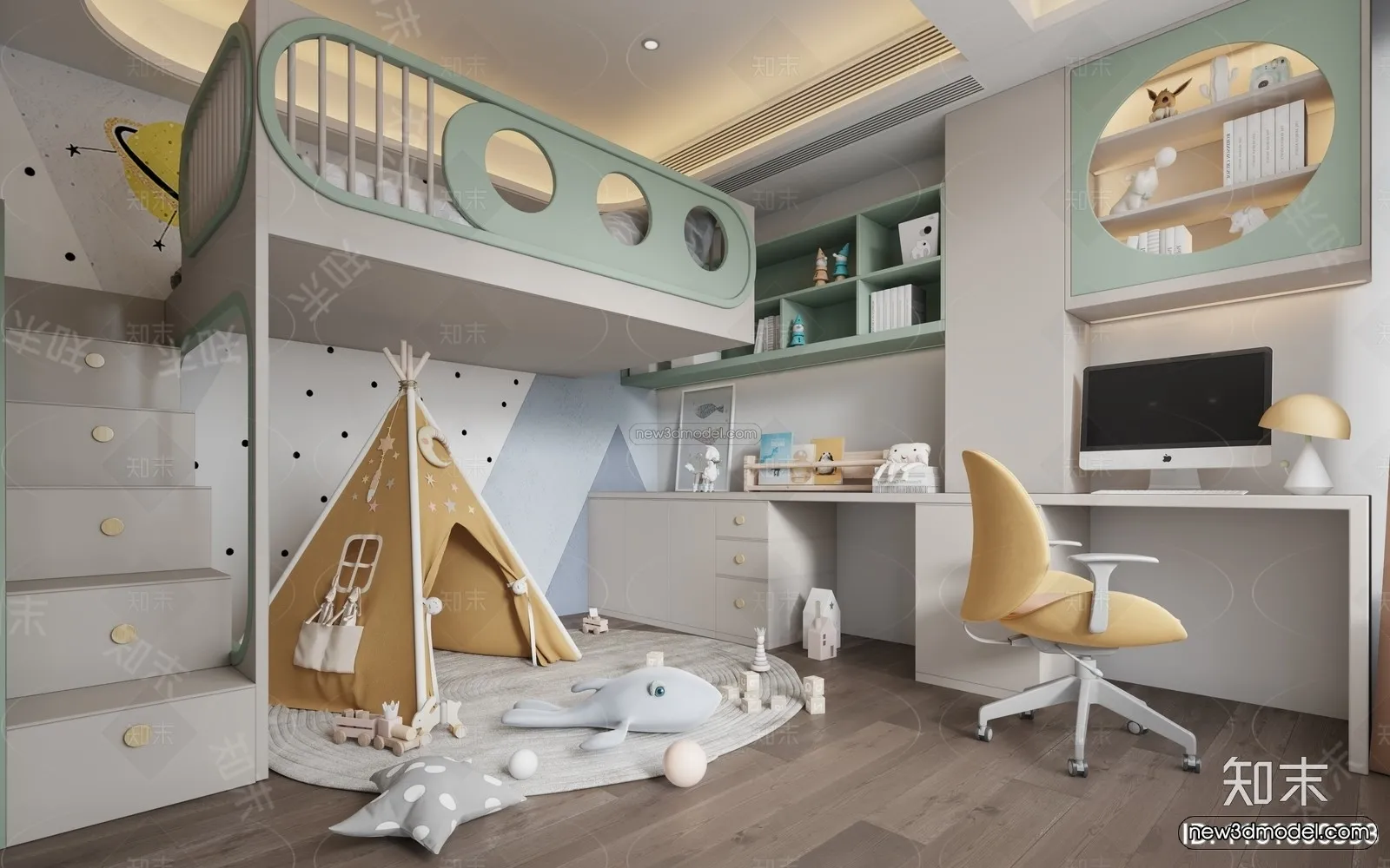 Modern Style Interior 3D Blocks and 3D Models – Bedroom 3D Scene – 461 – CORONA