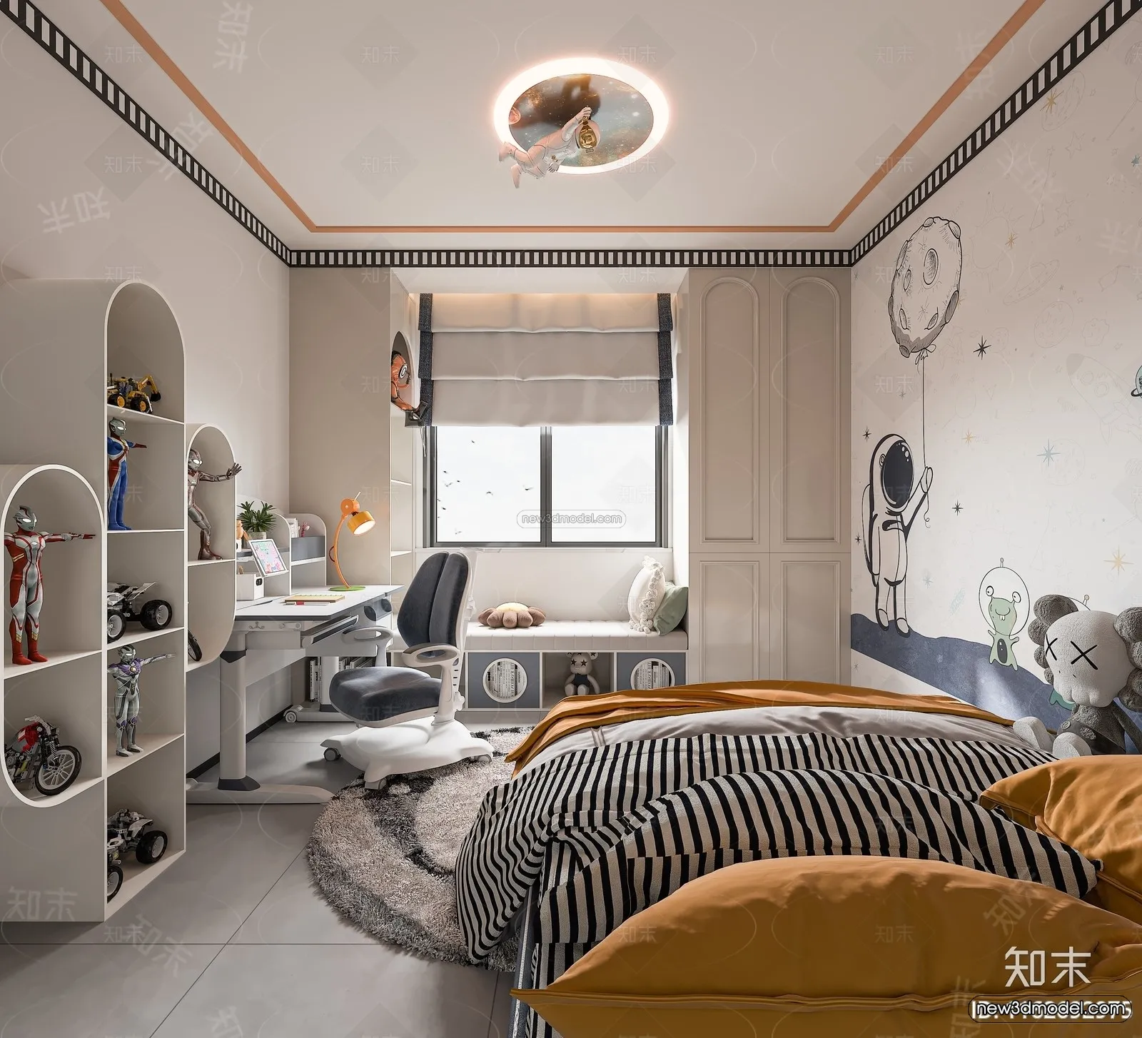 Modern Style Interior 3D Blocks and 3D Models – Bedroom 3D Scene – 463 – CORONA