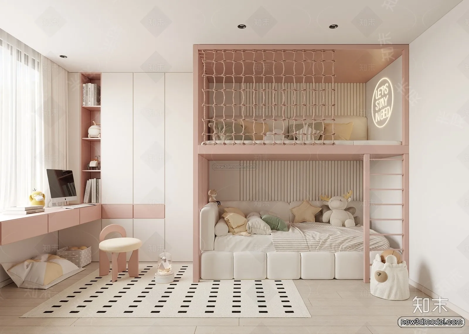 Modern Style Interior 3D Blocks and 3D Models – Bedroom 3D Scene – 464 – CORONA