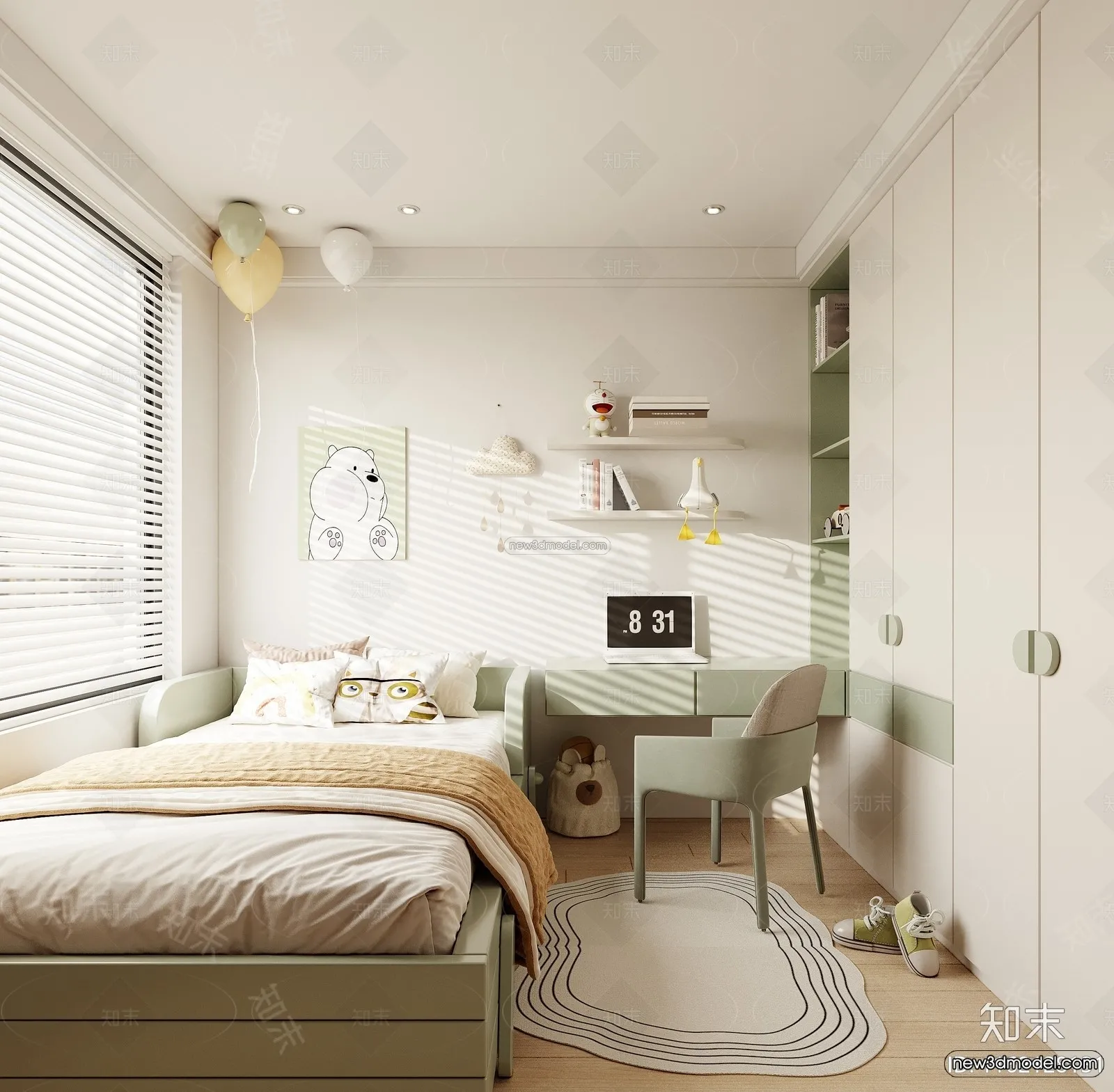 Modern Style Interior 3D Blocks and 3D Models – Bedroom 3D Scene – 465 – CORONA