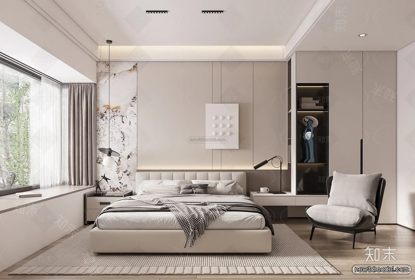 Modern Style Interior 3D Blocks and 3D Models – Bedroom 3D Scene – 473 – CORONA