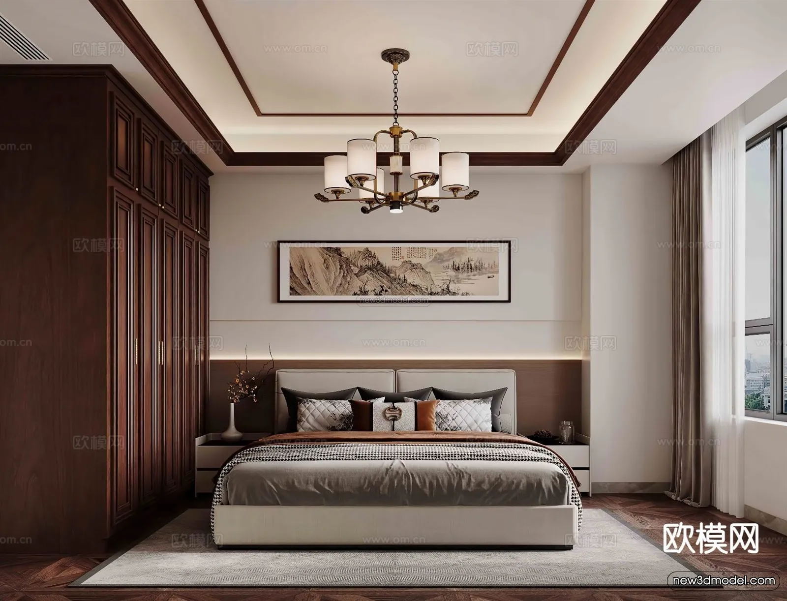 Modern Style Interior 3D Blocks and 3D Models – Bedroom 3D Scene – 478 – CORONA