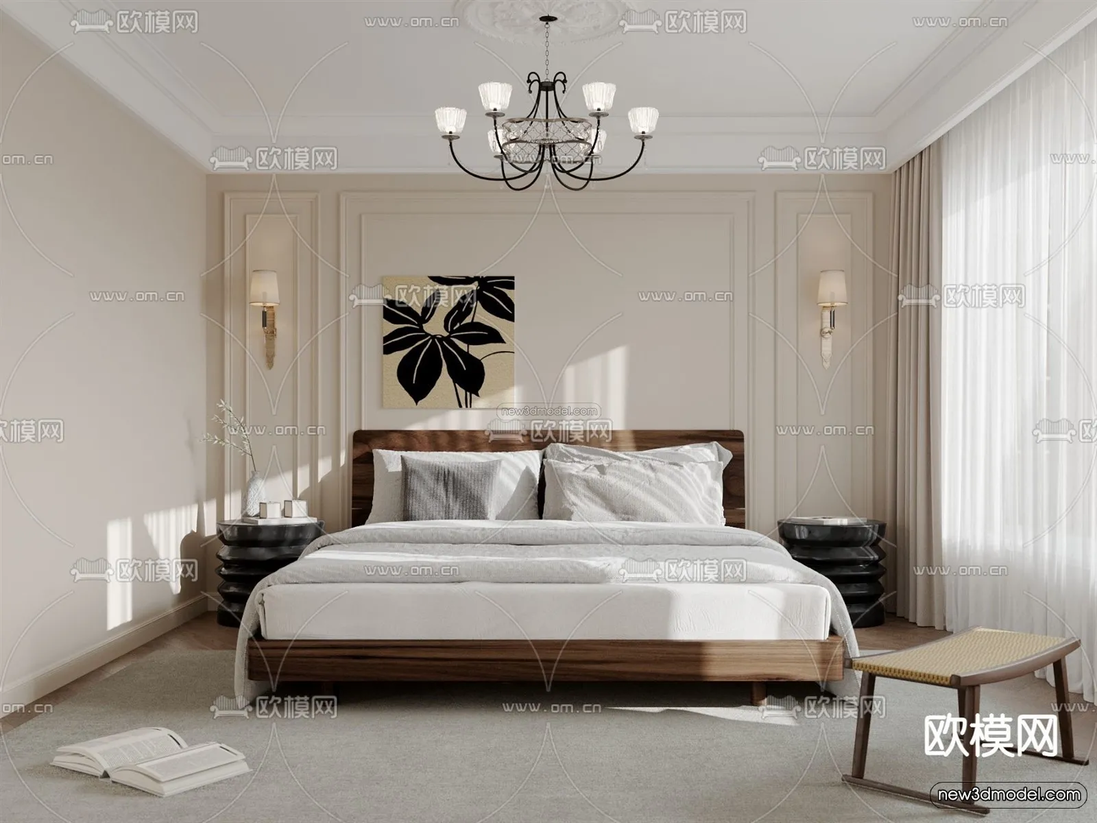 Modern Style Interior 3D Blocks and 3D Models – Bedroom 3D Scene – 481 – CORONA