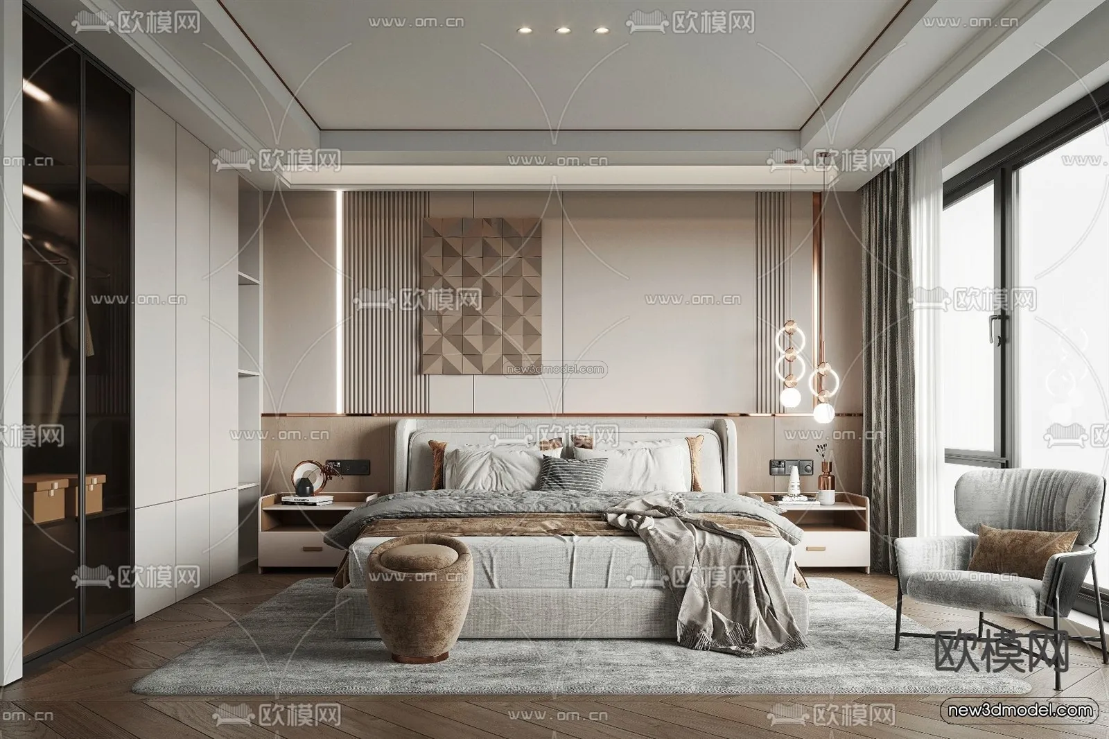 Modern Style Interior 3D Blocks and 3D Models – Bedroom 3D Scene – 486 – CORONA