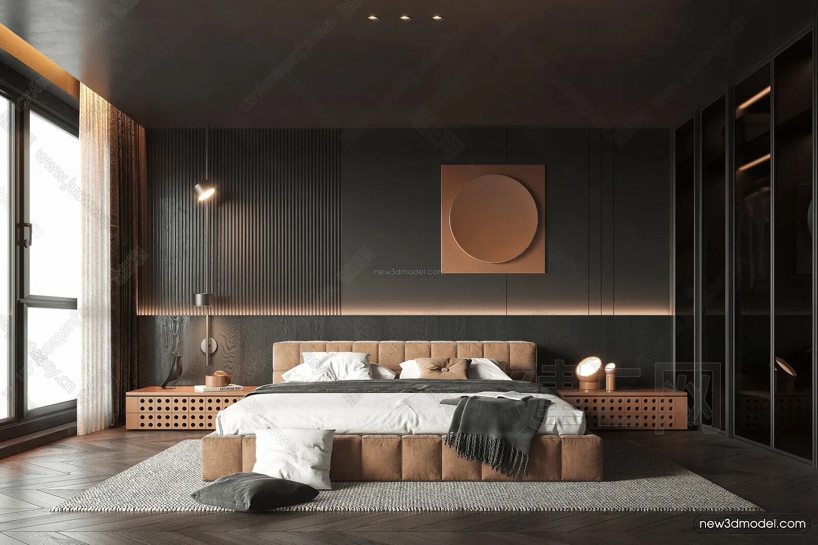 Modern Style Interior 3D Blocks and 3D Models – Bedroom 3D Scene – 487 – CORONA