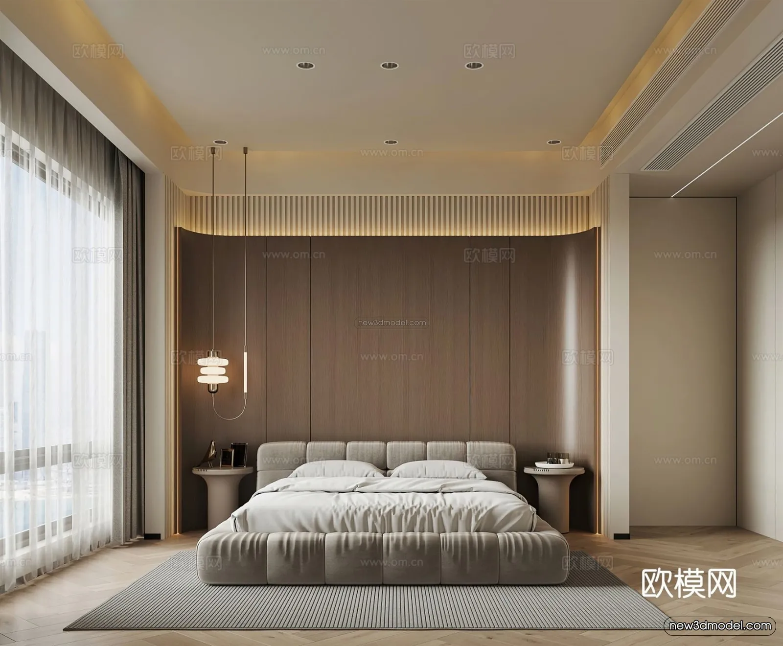 Modern Style Interior 3D Blocks and 3D Models – Bedroom 3D Scene – 488 – CORONA