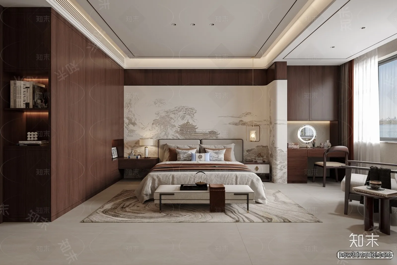 Modern Style Interior 3D Blocks and 3D Models – Bedroom 3D Scene – 491 – CORONA