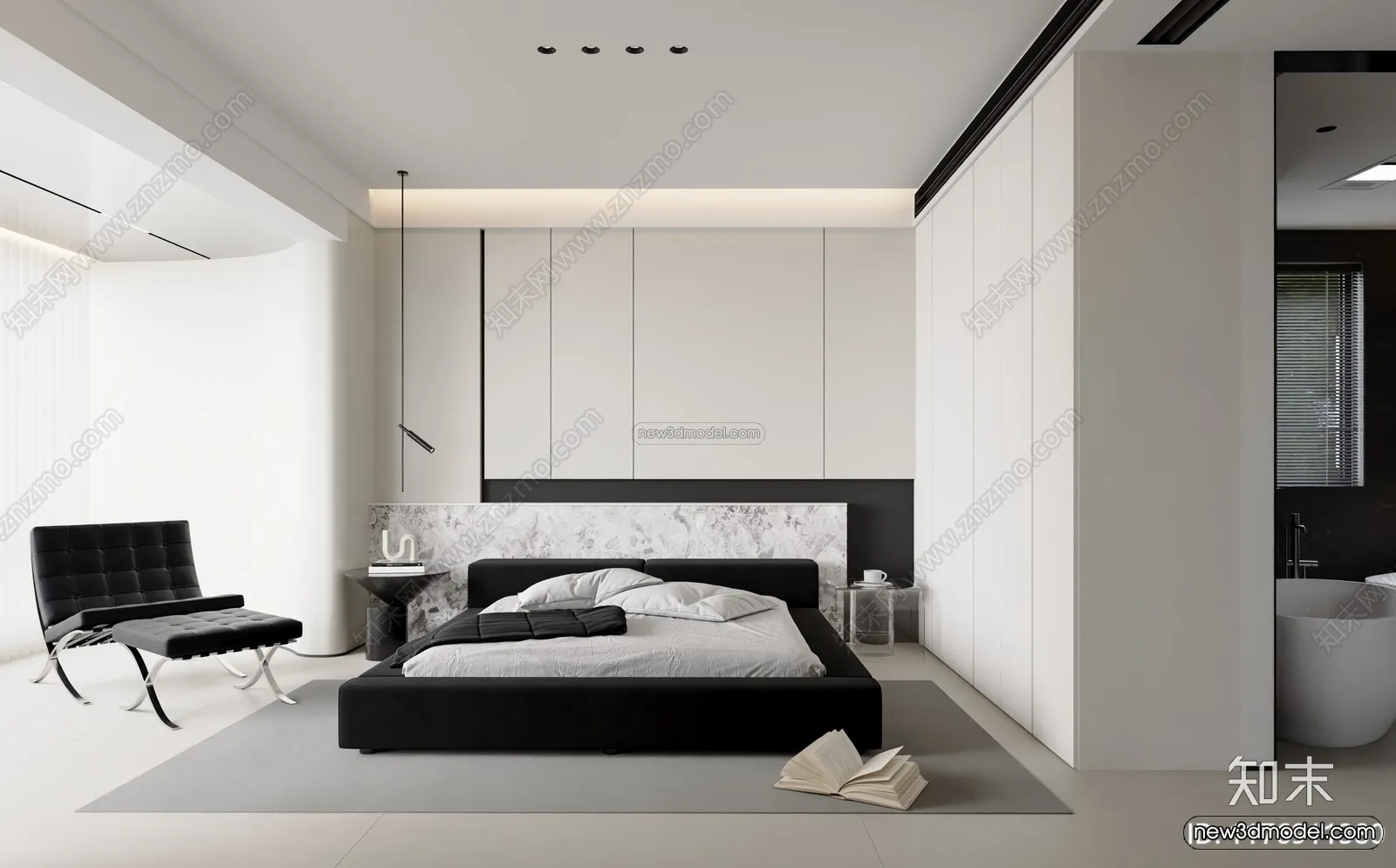 Modern Style Interior 3D Blocks and 3D Models – Bedroom 3D Scene – 493 – CORONA