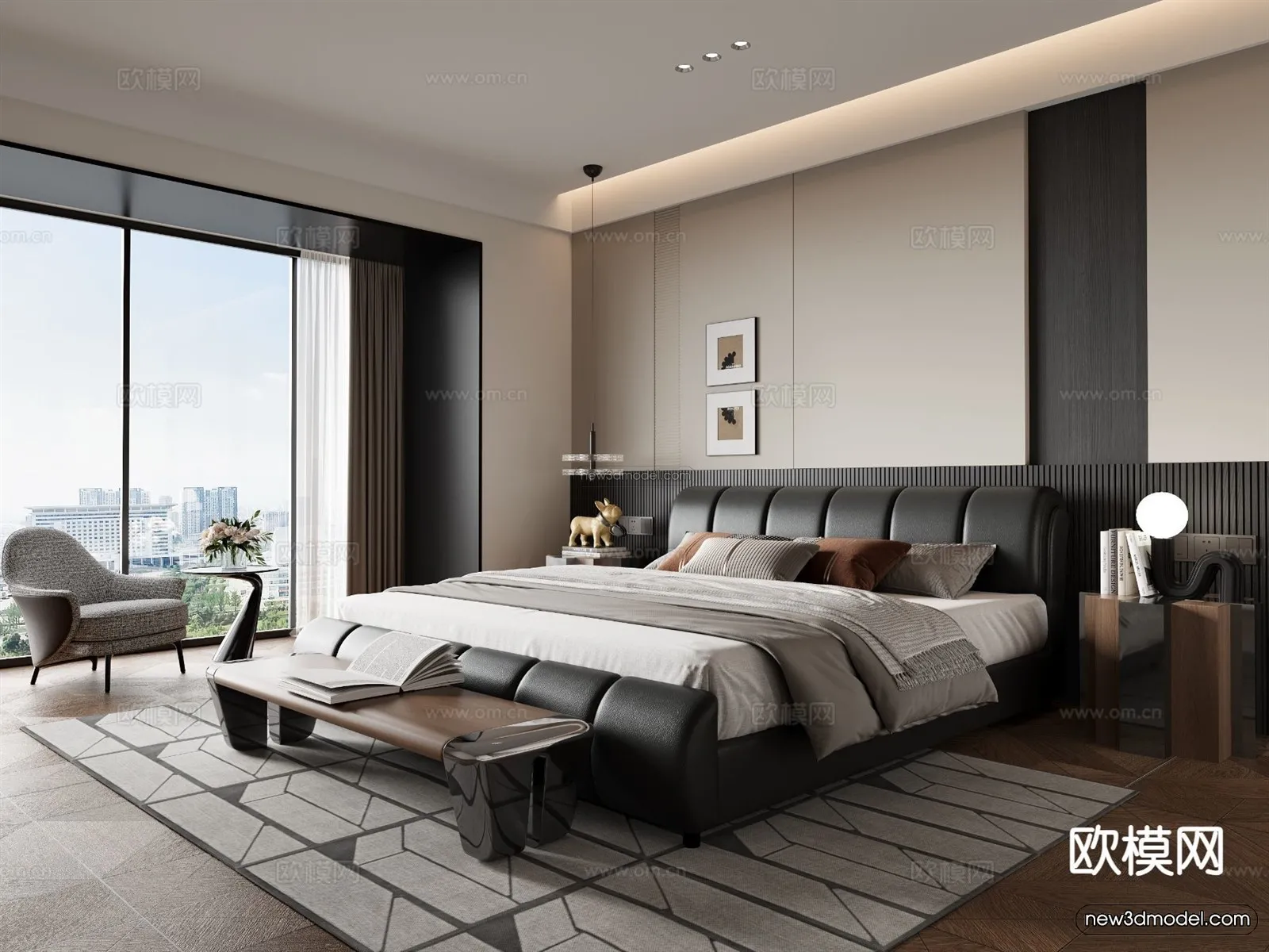 Modern Style Interior 3D Blocks and 3D Models – Bedroom 3D Scene – 494 – CORONA