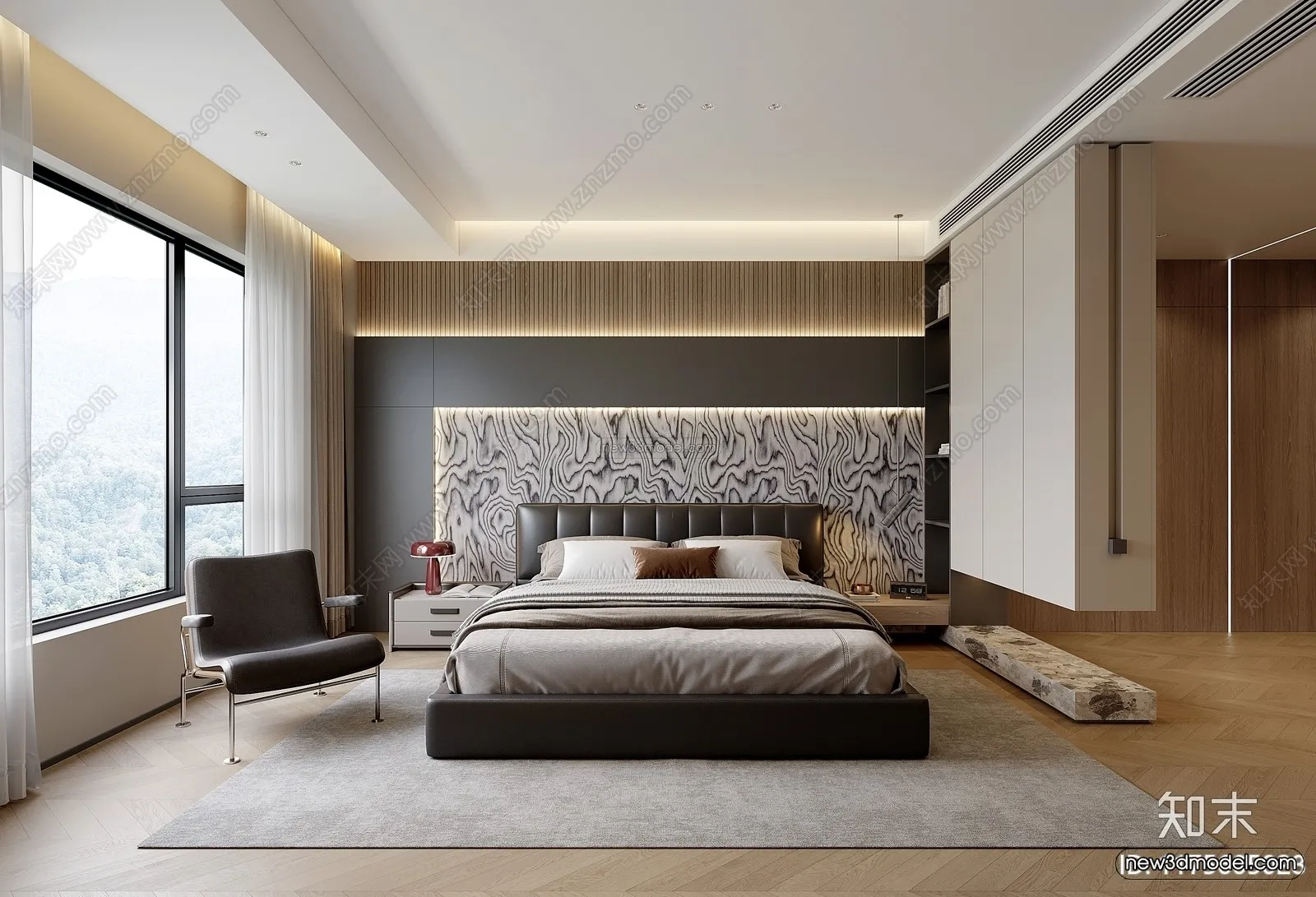 Modern Style Interior 3D Blocks and 3D Models – Bedroom 3D Scene – 495 – CORONA