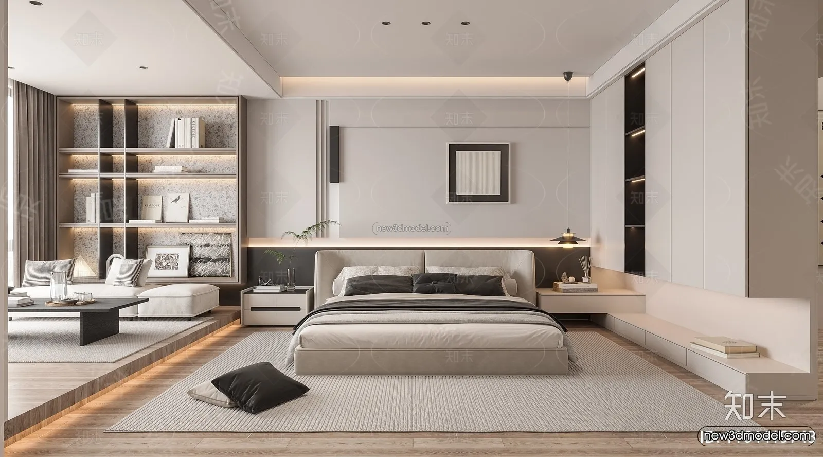 Modern Style Interior 3D Blocks and 3D Models – Bedroom 3D Scene – 496 – CORONA