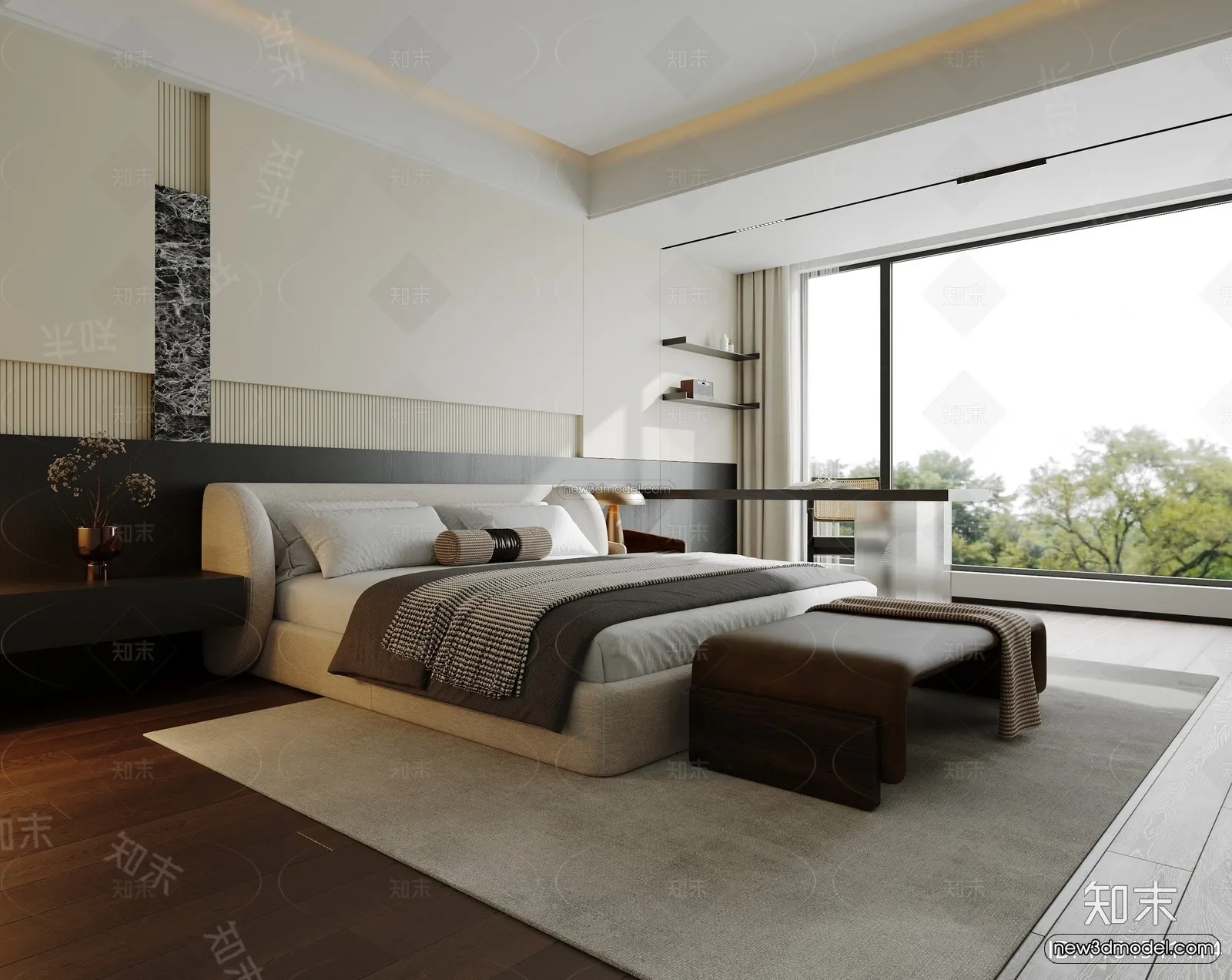 Modern Style Interior 3D Blocks and 3D Models – Bedroom 3D Scene – 498 – CORONA