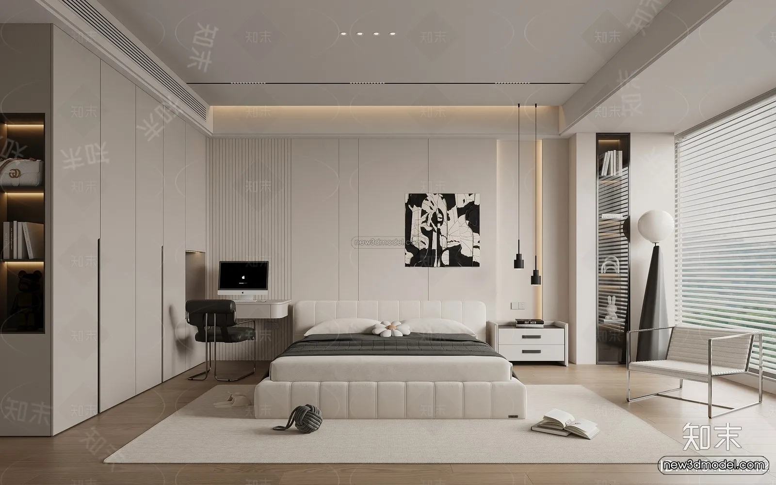 Modern Style Interior 3D Blocks and 3D Models – Bedroom 3D Scene – 501 – CORONA