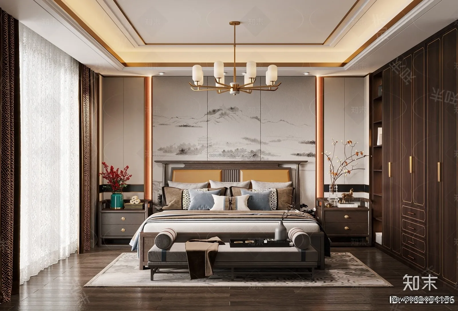 Modern Style Interior 3D Blocks and 3D Models – Bedroom 3D Scene – 506 – CORONA