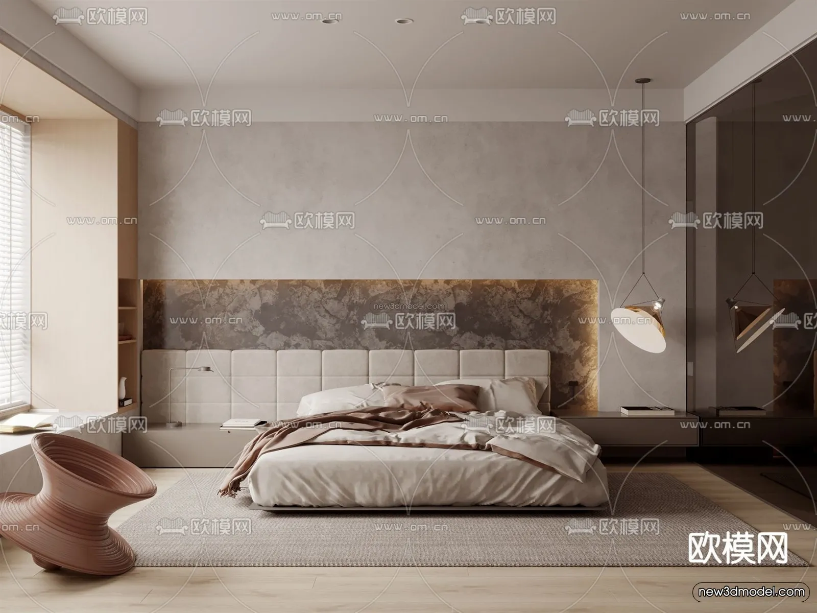 Modern Style Interior 3D Blocks and 3D Models – Bedroom 3D Scene – 509 – CORONA