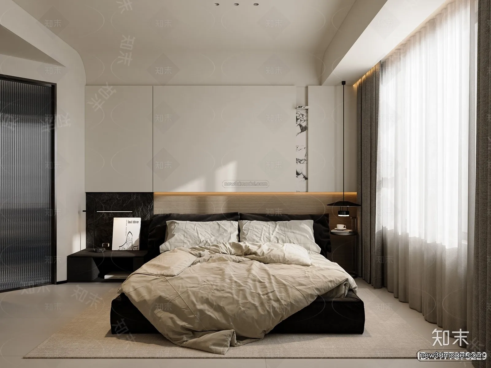 Modern Style Interior 3D Blocks and 3D Models – Bedroom 3D Scene – 514 – CORONA