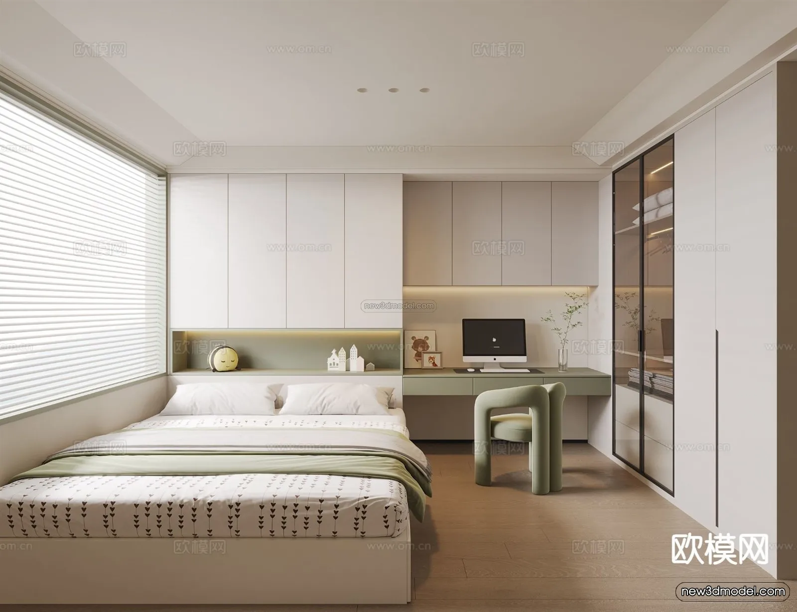 Modern Style Interior 3D Blocks and 3D Models – Bedroom 3D Scene – 524 – CORONA