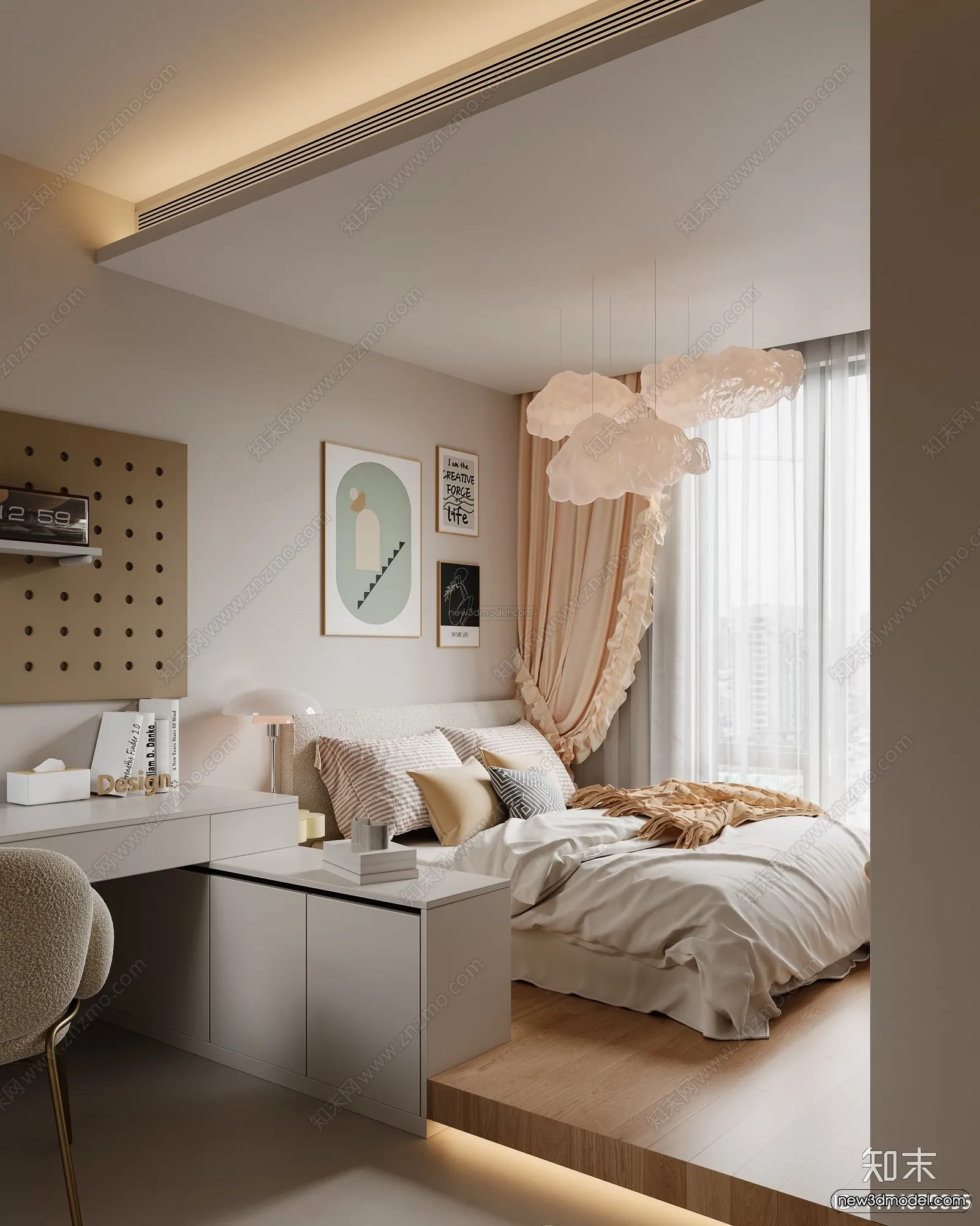 Modern Style Interior 3D Blocks and 3D Models – Bedroom 3D Scene – 528 – CORONA