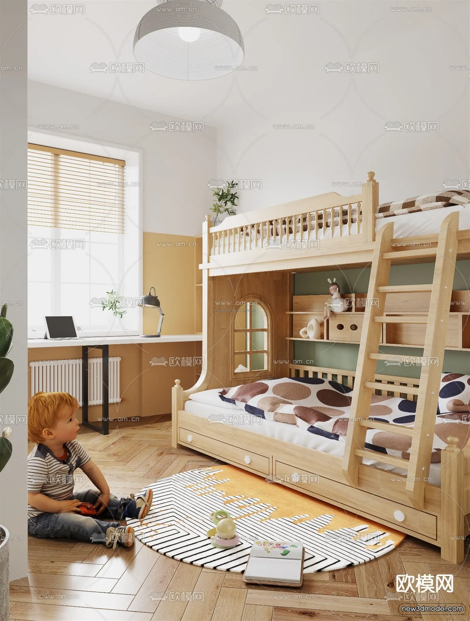 Modern Style Interior 3D Blocks and 3D Models – Bedroom 3D Scene – 530 – CORONA