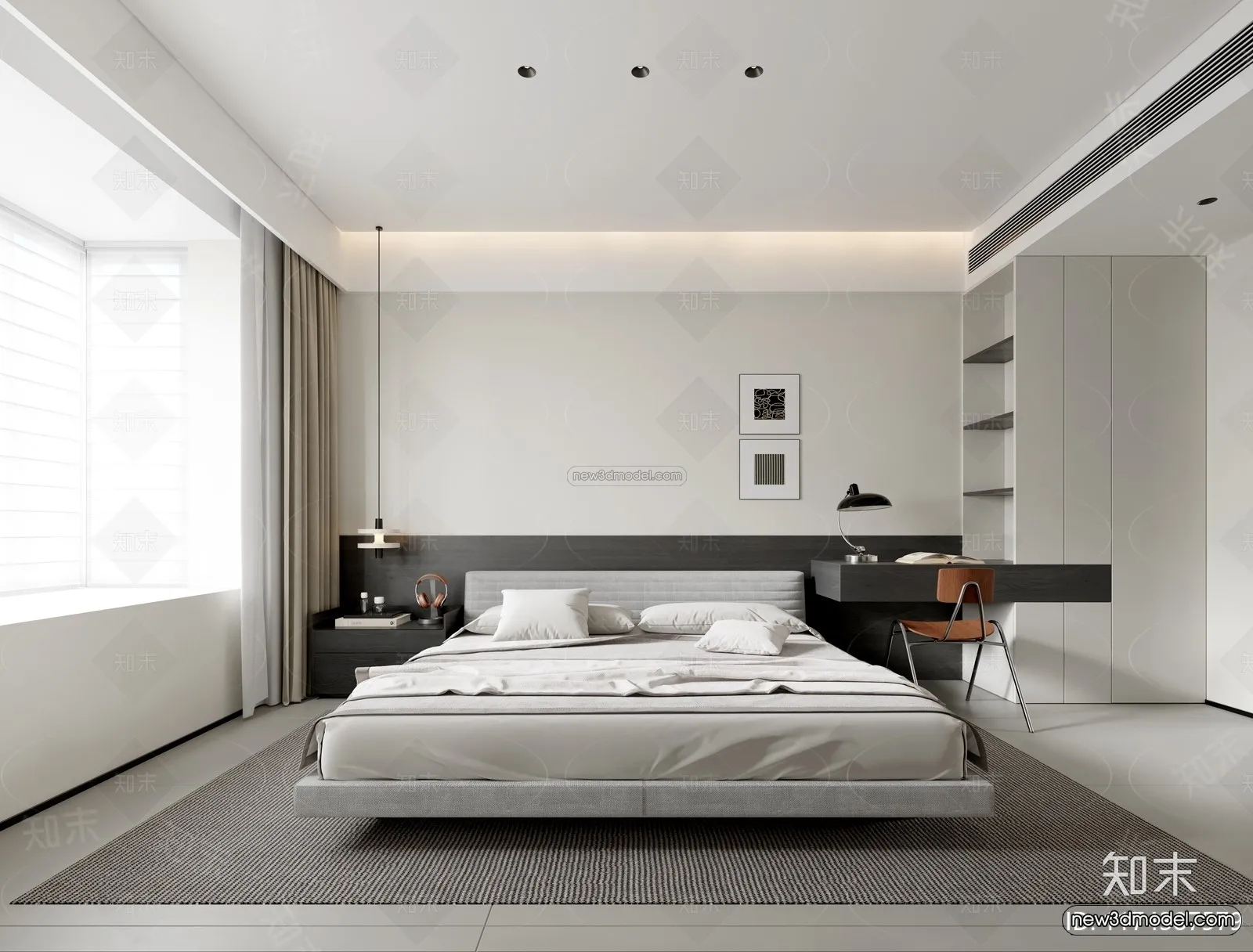 Modern Style Interior 3D Blocks and 3D Models – Bedroom 3D Scene – 531 – CORONA