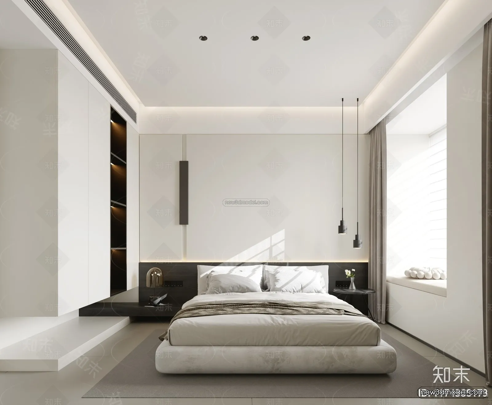 Modern Style Interior 3D Blocks and 3D Models – Bedroom 3D Scene – 532 – CORONA