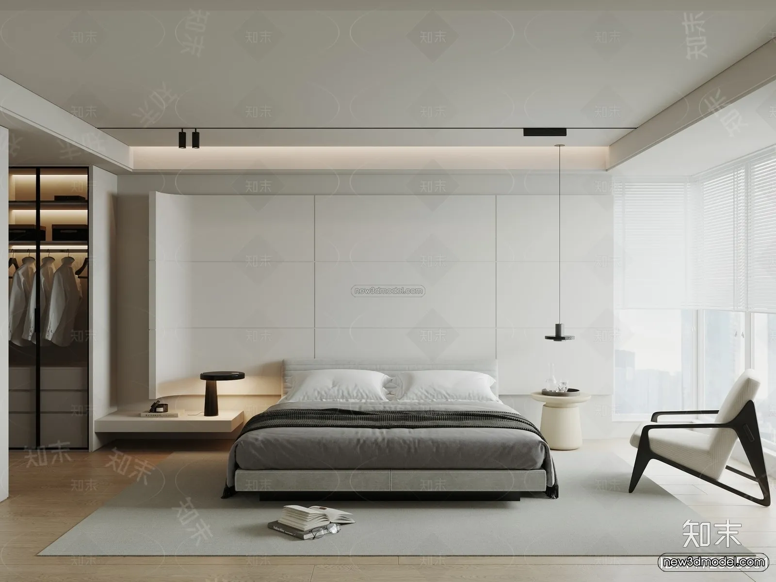 Modern Style Interior 3D Blocks and 3D Models – Bedroom 3D Scene – 535 – CORONA