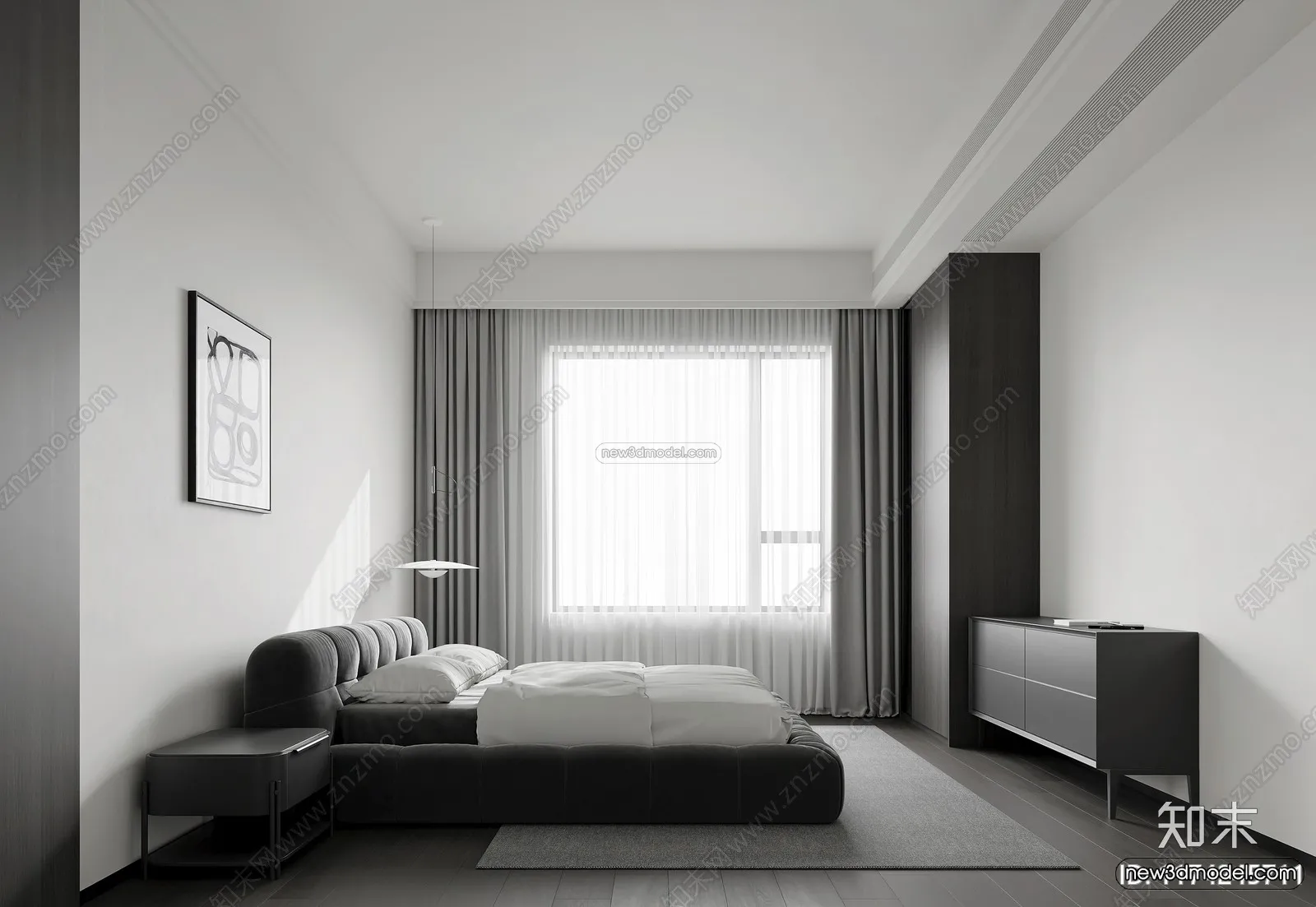 Modern Style Interior 3D Blocks and 3D Models – Bedroom 3D Scene – 537 – CORONA