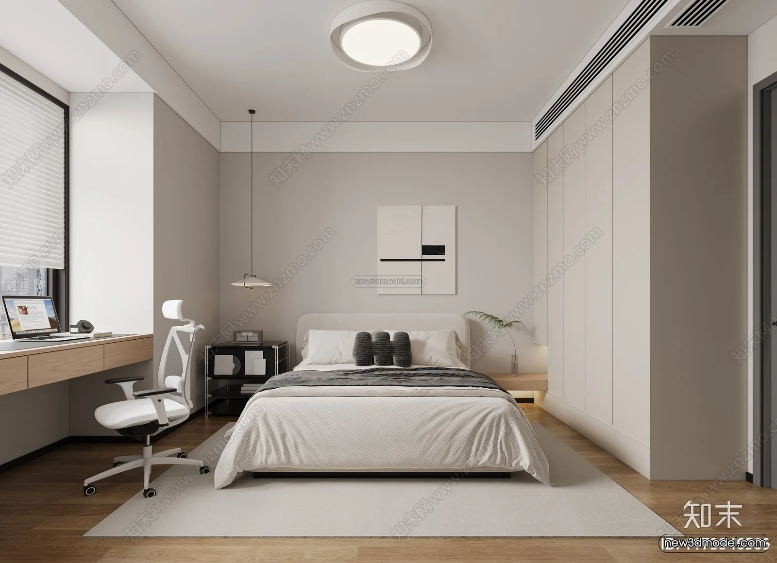 Modern Style Interior 3D Blocks and 3D Models – Bedroom 3D Scene – 539 – CORONA