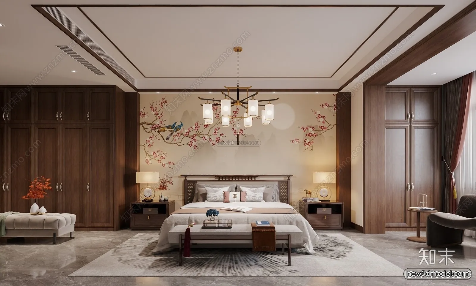 Modern Style Interior 3D Blocks and 3D Models – Bedroom 3D Scene – 540 – CORONA