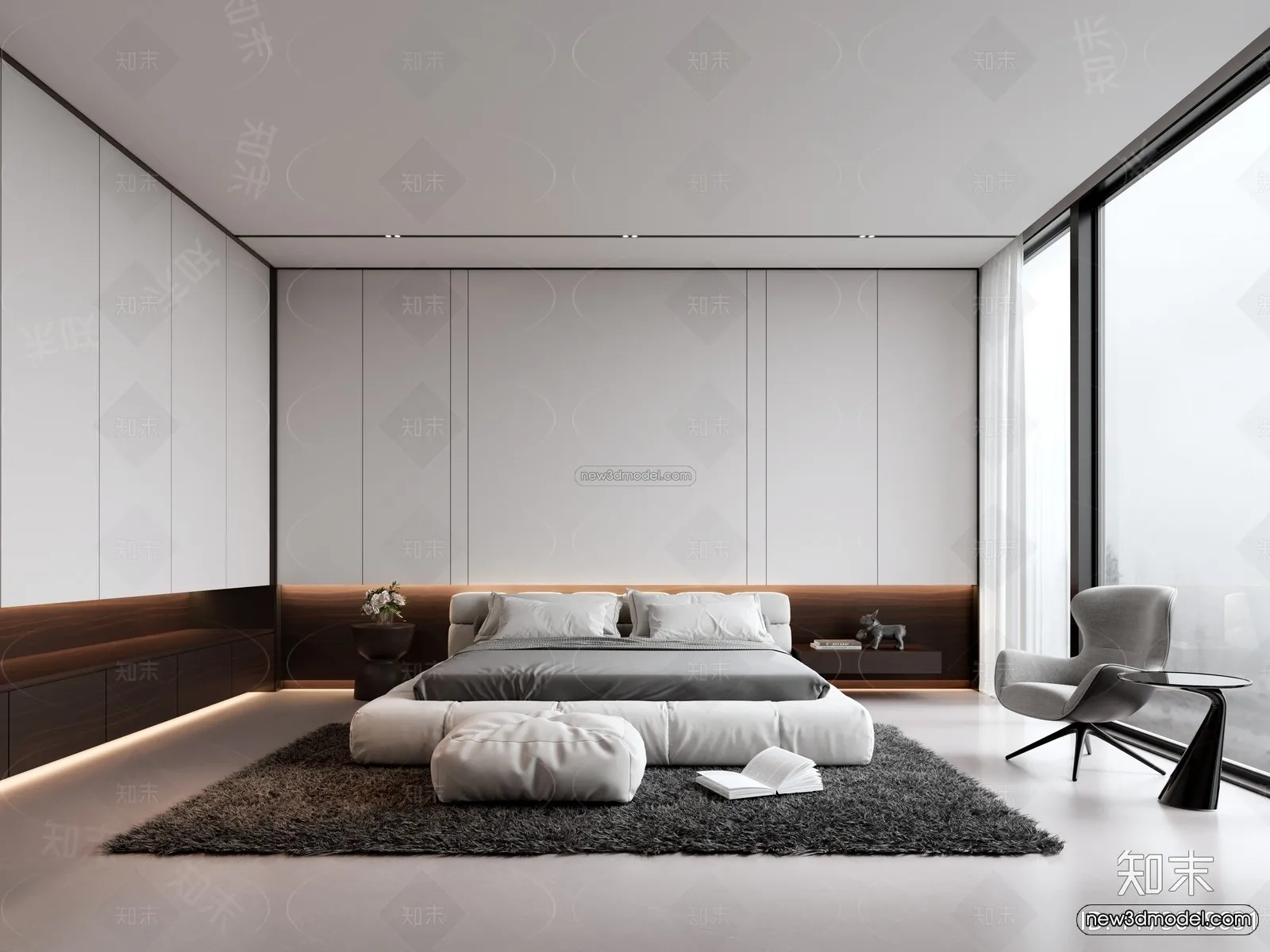 Modern Style Interior 3D Blocks and 3D Models – Bedroom 3D Scene – 542 – CORONA