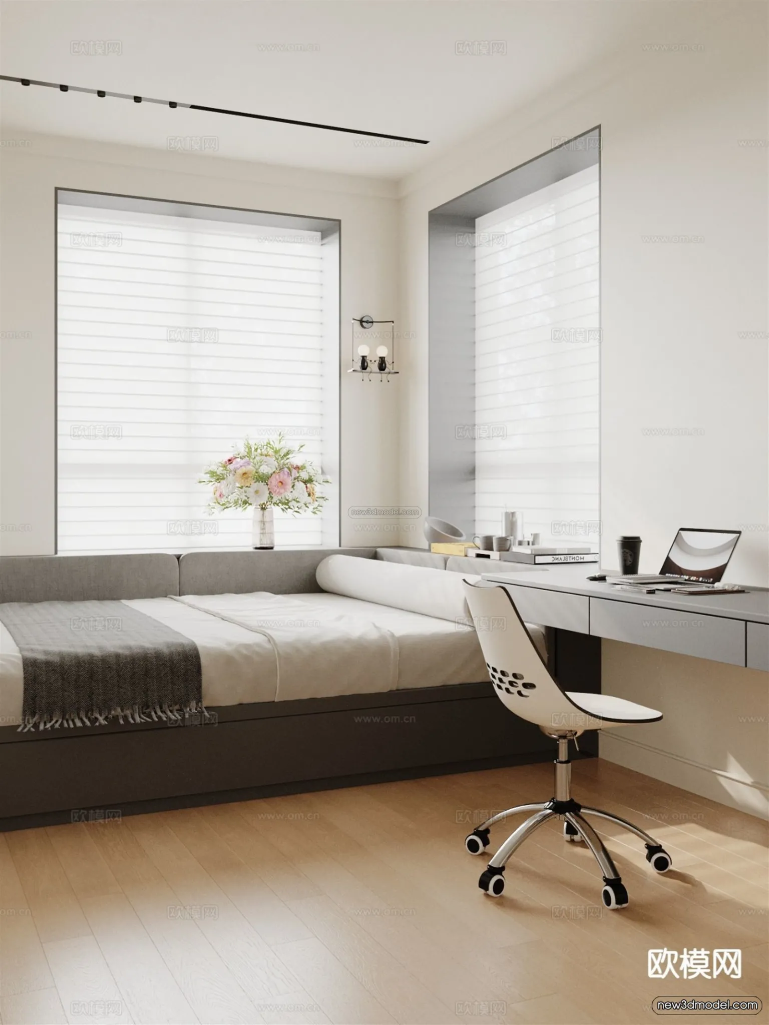 Modern Style Interior 3D Blocks and 3D Models – Bedroom 3D Scene – 543 – CORONA