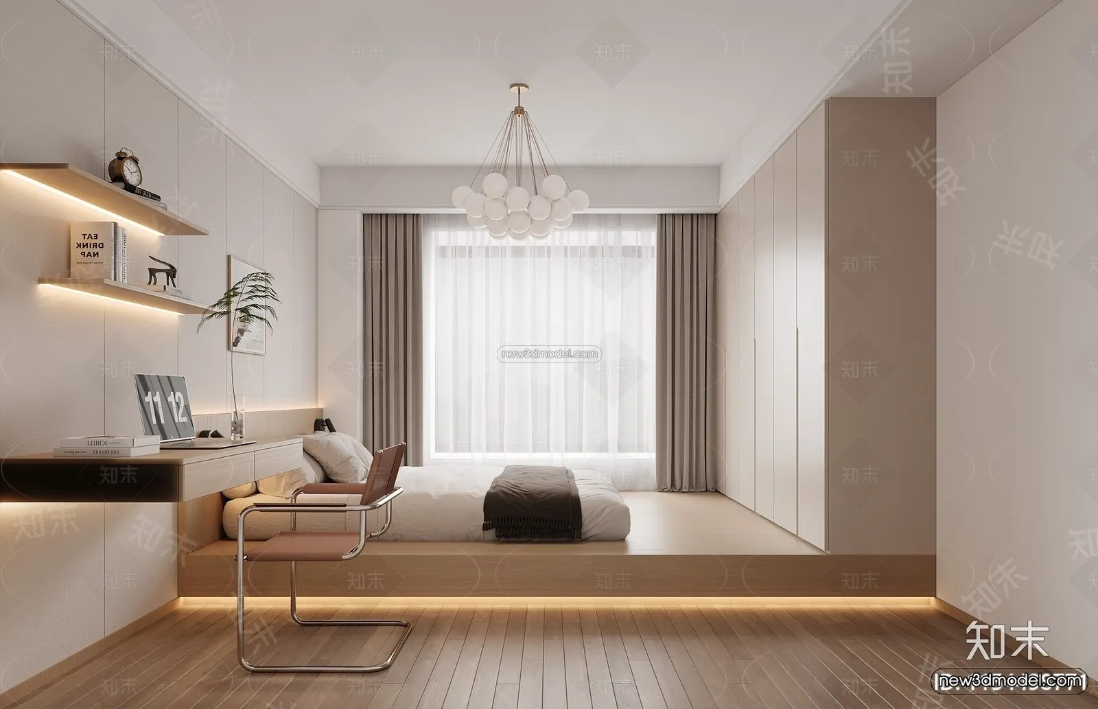 Modern Style Interior 3D Blocks and 3D Models – Bedroom 3D Scene – 546 – CORONA