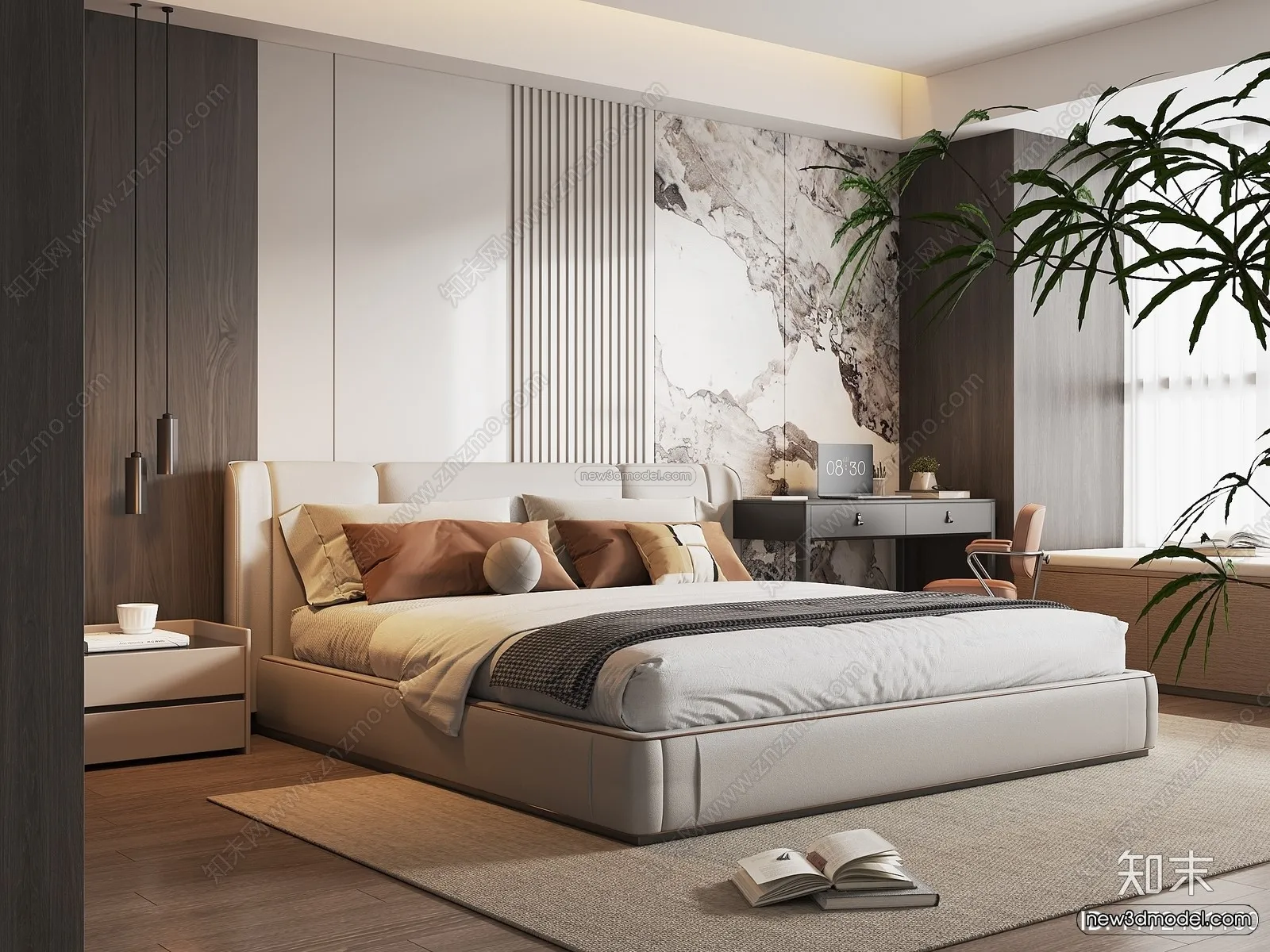 Modern Style Interior 3D Blocks and 3D Models – Bedroom 3D Scene – 550 – CORONA