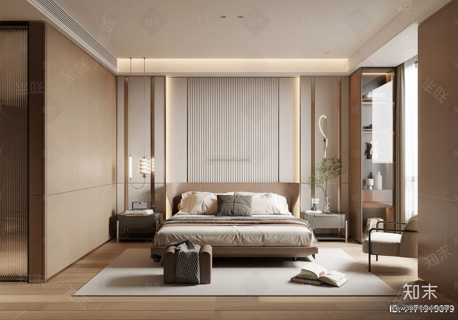 Modern Style Interior 3D Blocks and 3D Models – Bedroom 3D Scene – 551 – CORONA