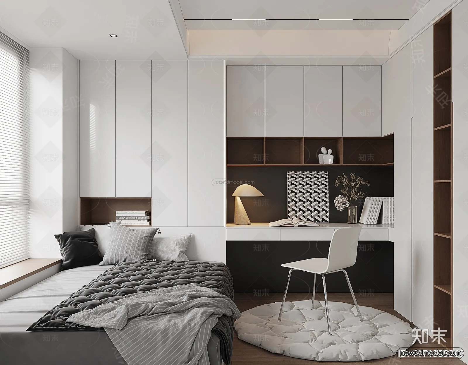 Modern Style Interior 3D Blocks and 3D Models – Bedroom 3D Scene – 555 – CORONA