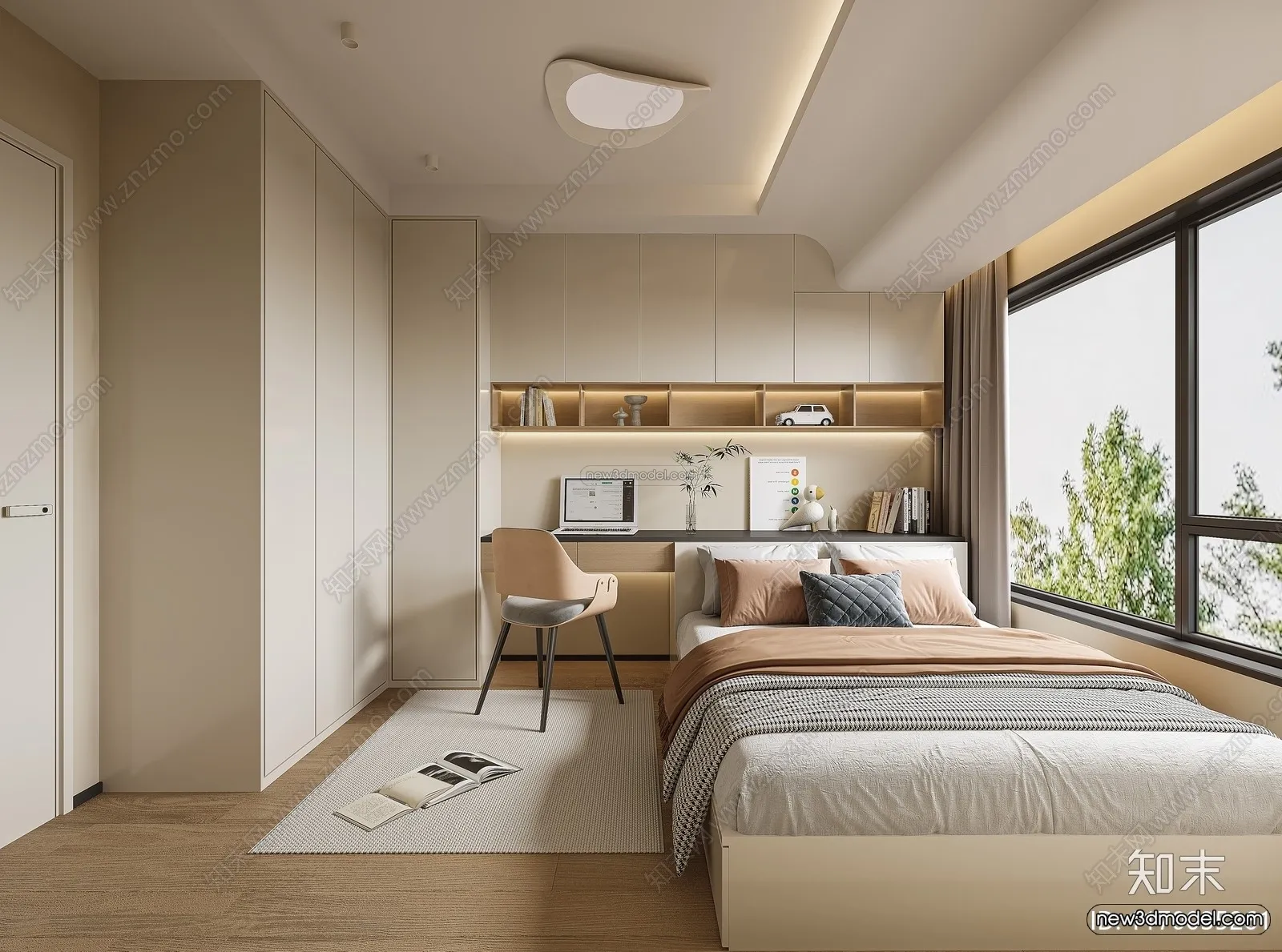 Modern Style Interior 3D Blocks and 3D Models – Bedroom 3D Scene – 558 – CORONA