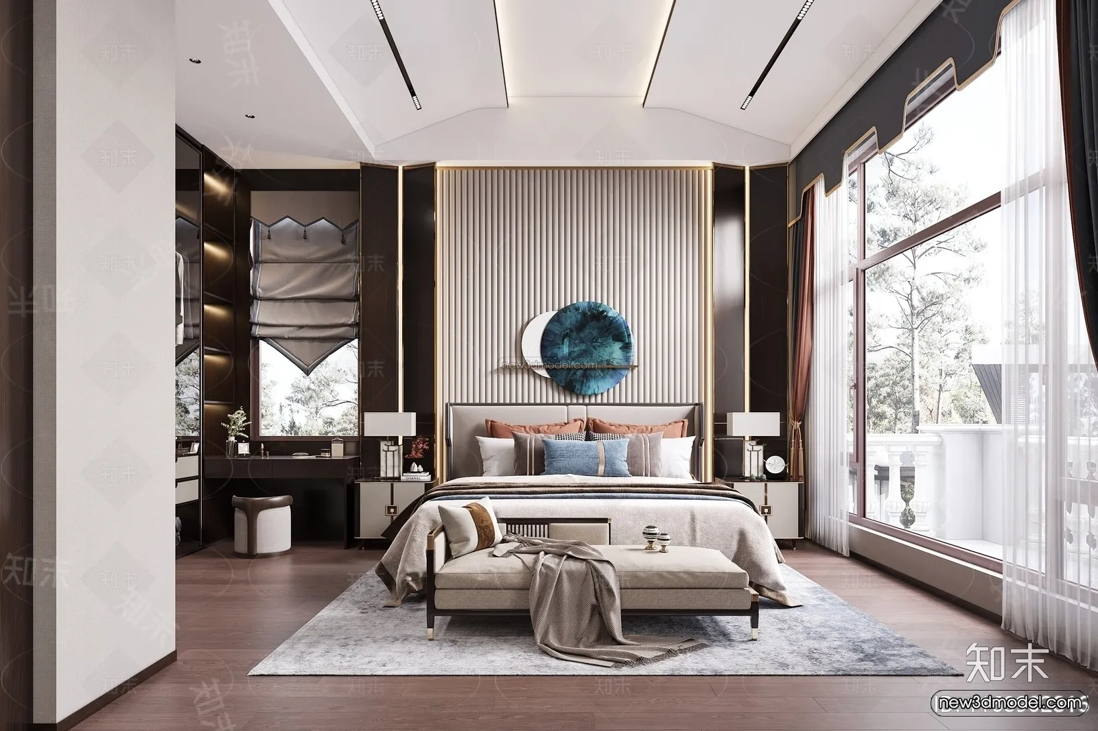 Modern Style Interior 3D Blocks and 3D Models – Bedroom 3D Scene – 567 – CORONA