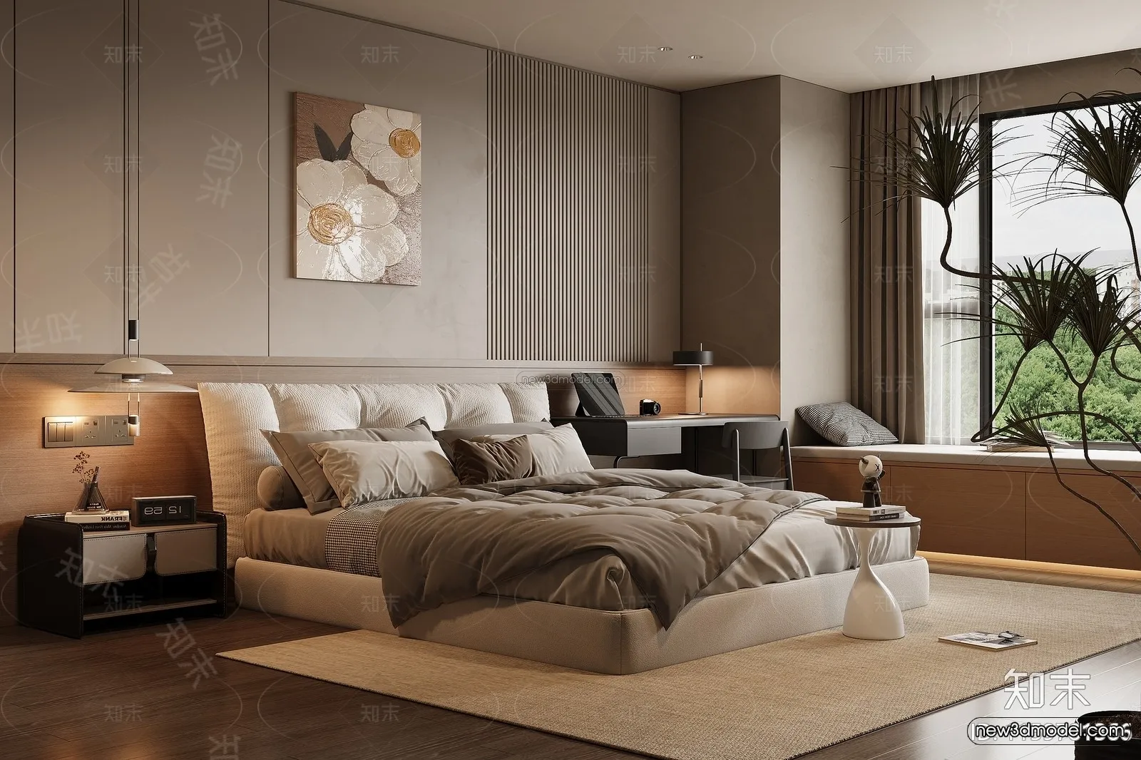 Modern Style Interior 3D Blocks and 3D Models – Bedroom 3D Scene – 570 – CORONA