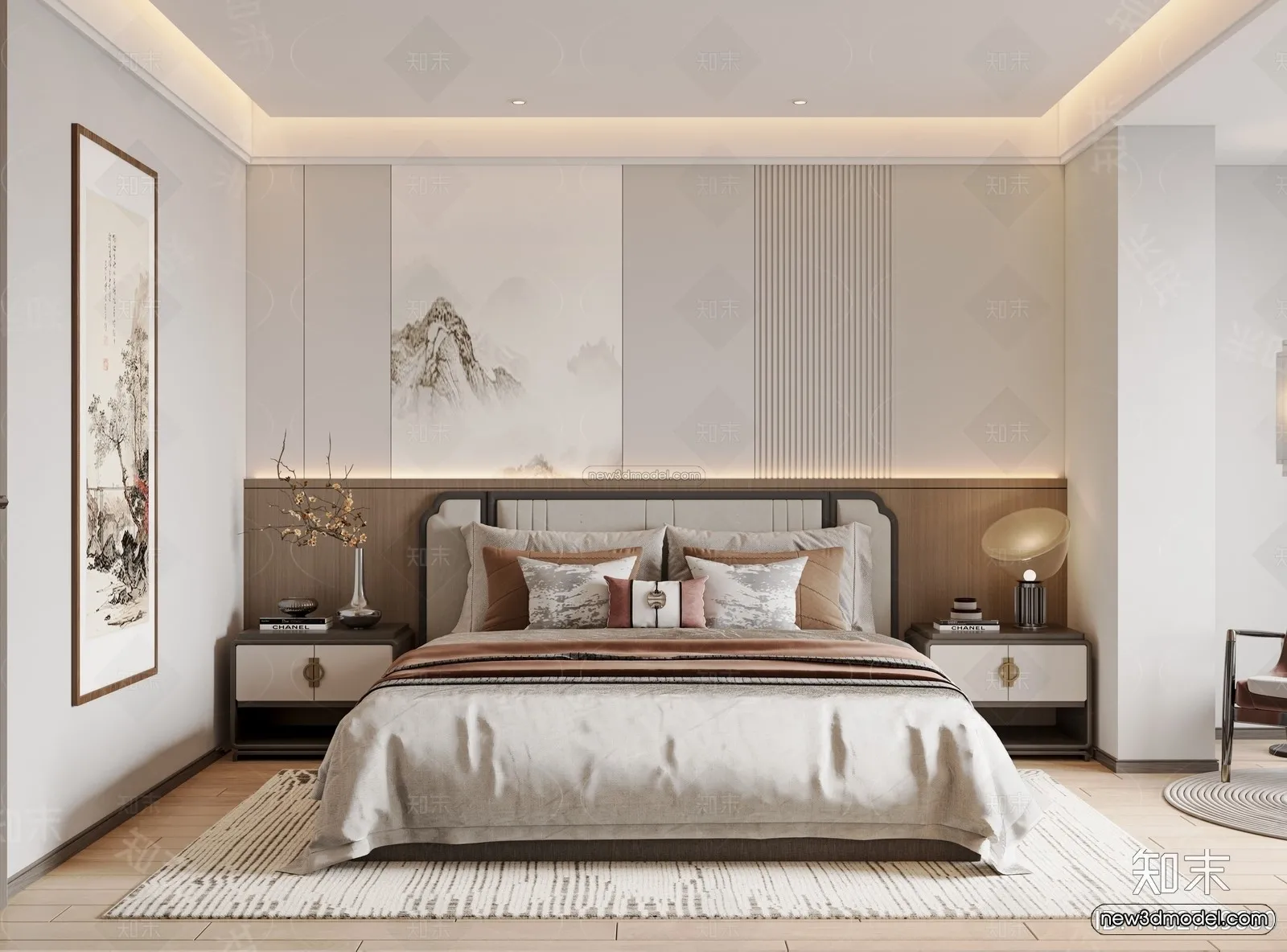 Modern Style Interior 3D Blocks and 3D Models – Bedroom 3D Scene – 572 – CORONA
