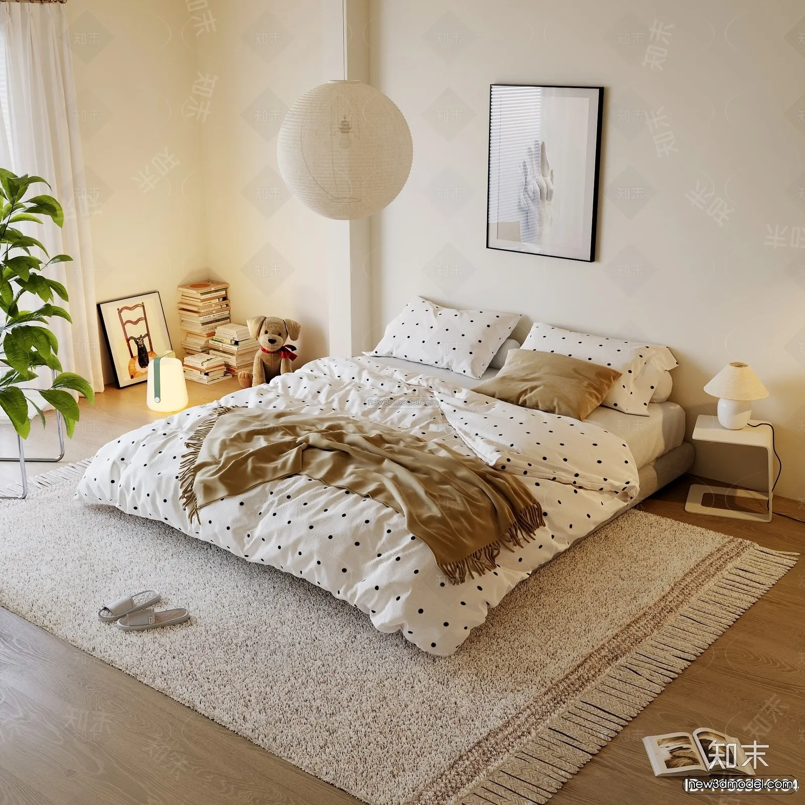 Modern Style Interior 3D Blocks and 3D Models – Bedroom 3D Scene – 573 – CORONA