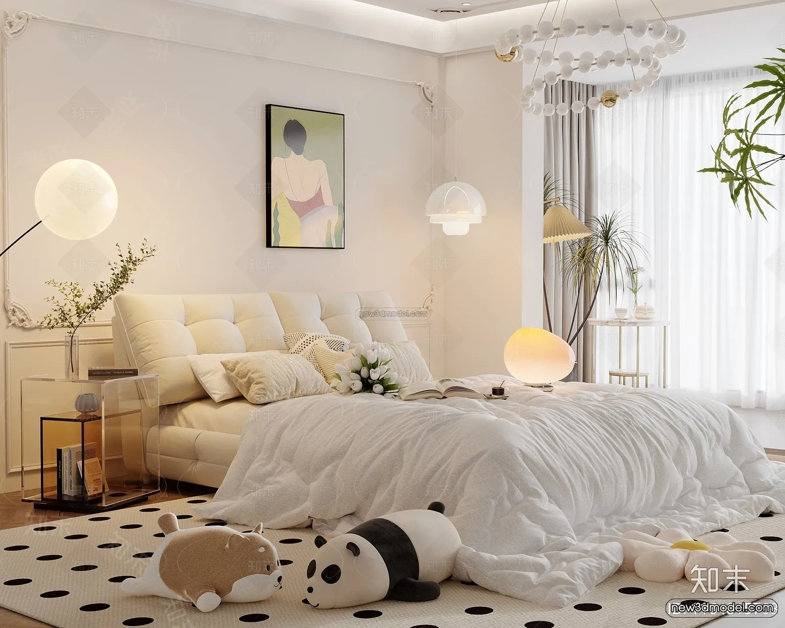 Modern Style Interior 3D Blocks and 3D Models – Bedroom 3D Scene – 575 – CORONA