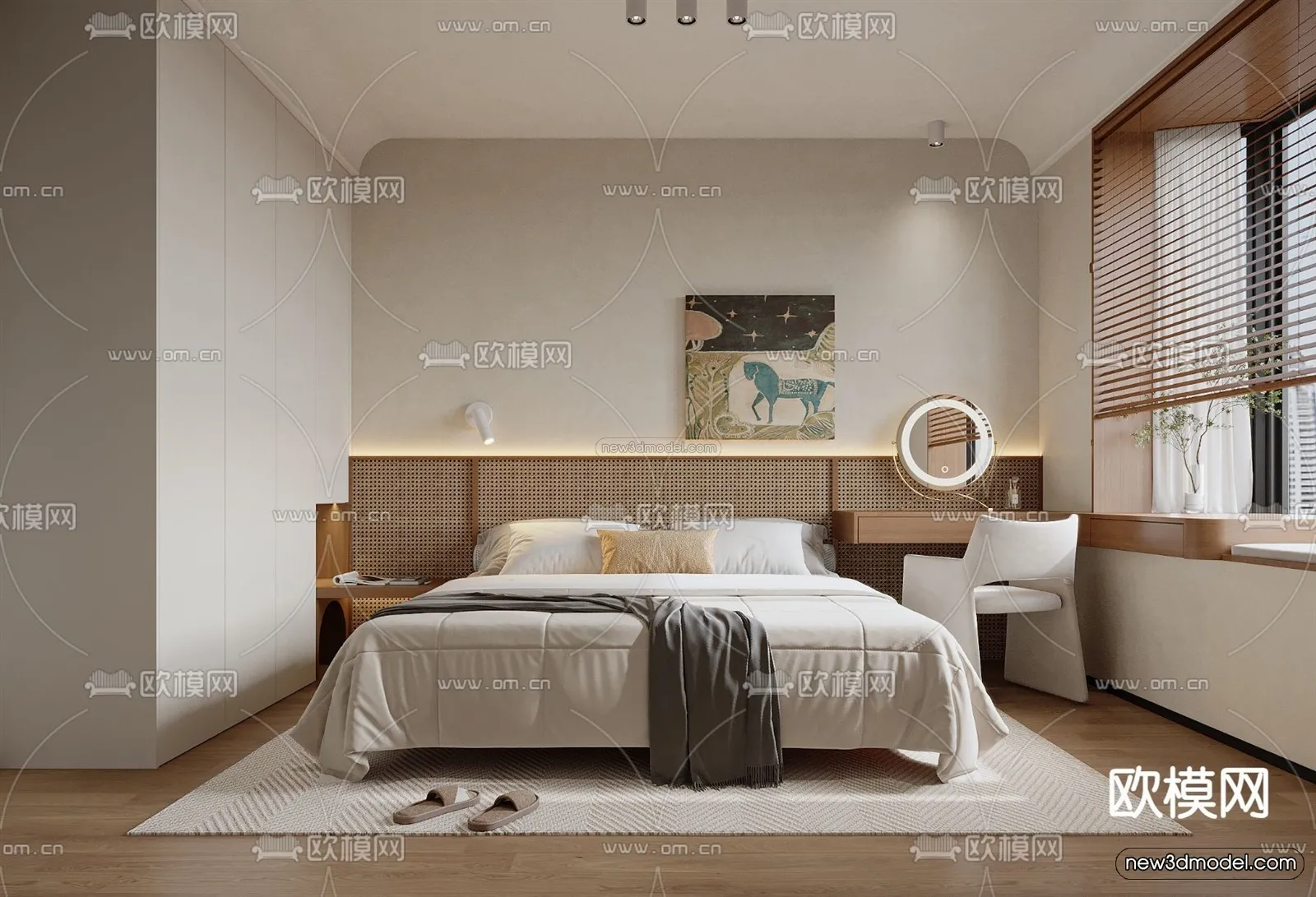 Modern Style Interior 3D Blocks and 3D Models – Bedroom 3D Scene – 576 – CORONA