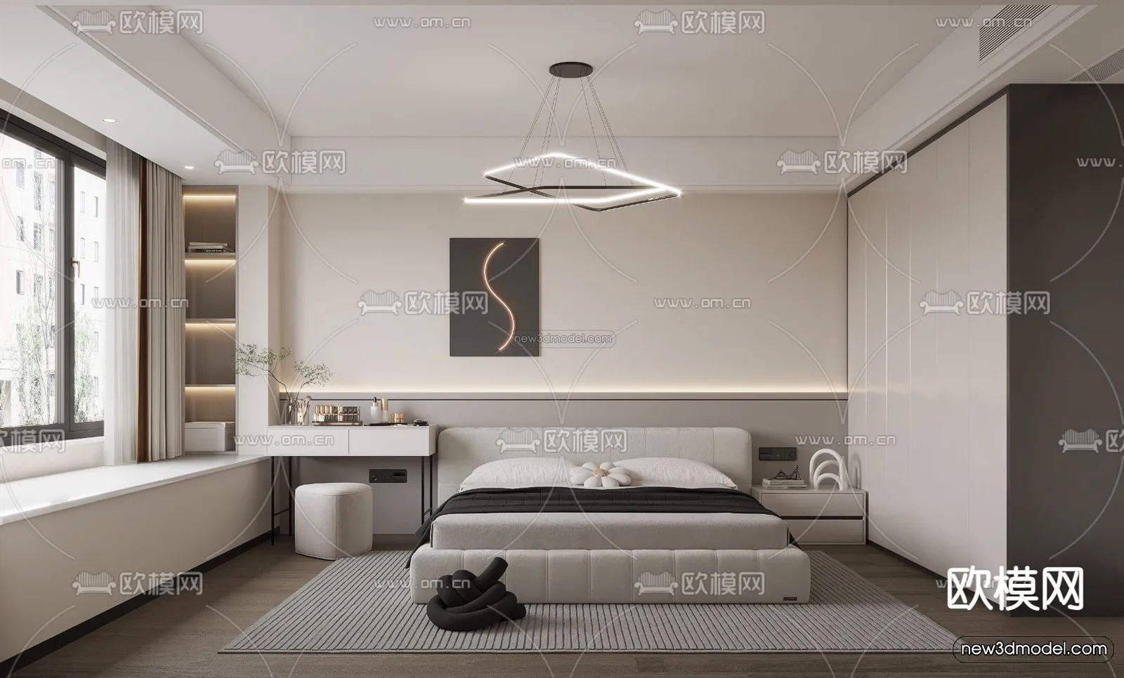 Modern Style Interior 3D Blocks and 3D Models – Bedroom 3D Scene – 581 – CORONA