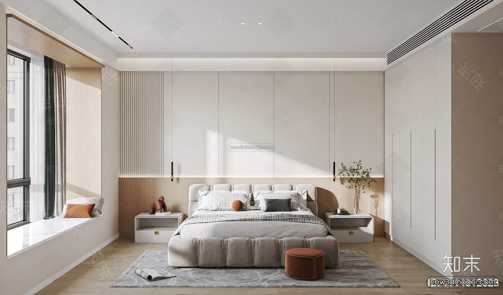 Modern Style Interior 3D Blocks and 3D Models – Bedroom 3D Scene – 587 – CORONA