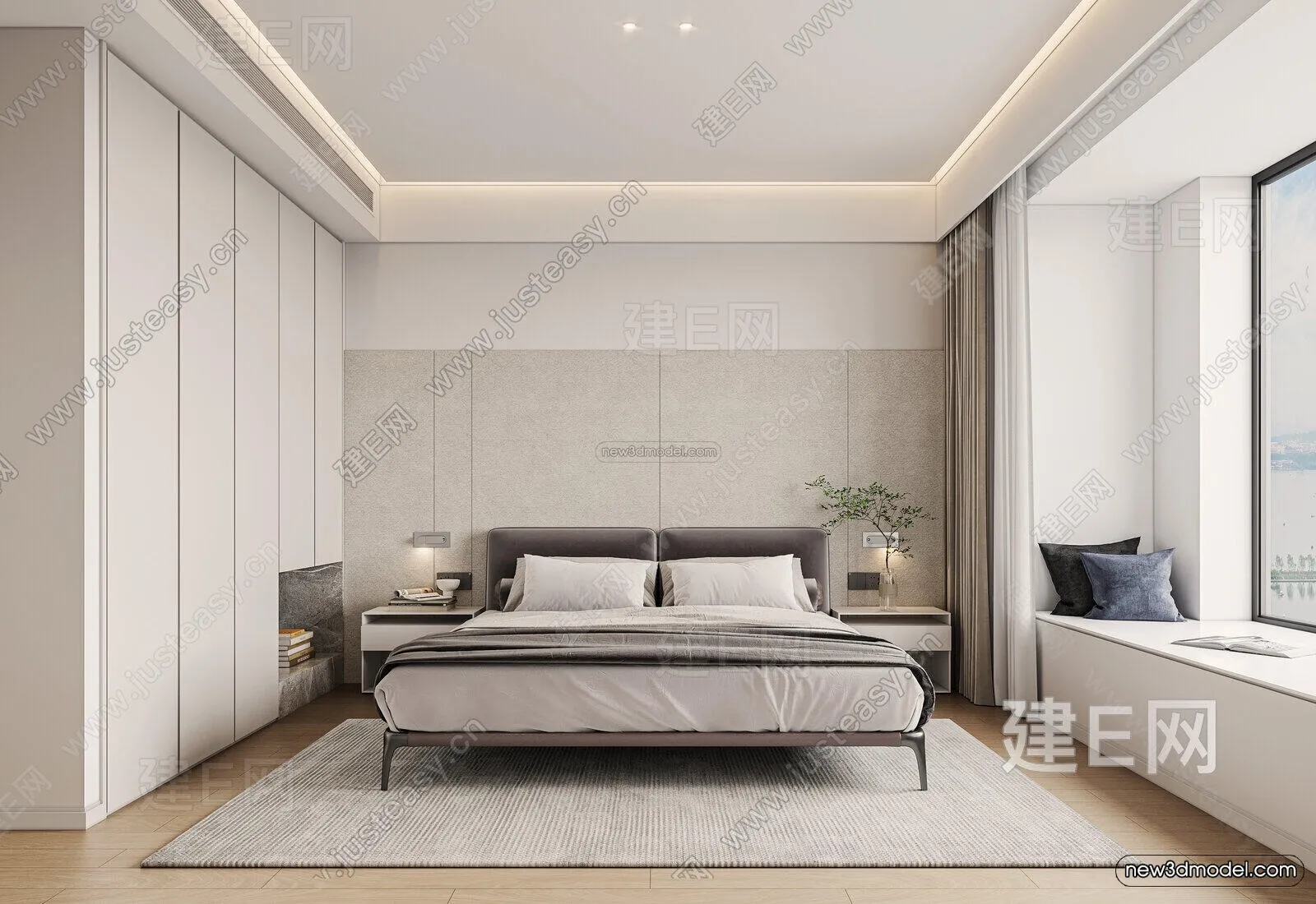 Modern Style Interior 3D Blocks and 3D Models – Bedroom 3D Scene – 590 – CORONA