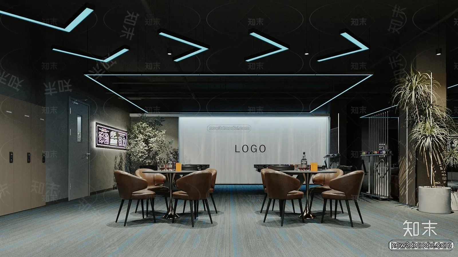 Modern Style Interior 3D Blocks and 3D Models – Billard 3D Scene – 771 – CORONA